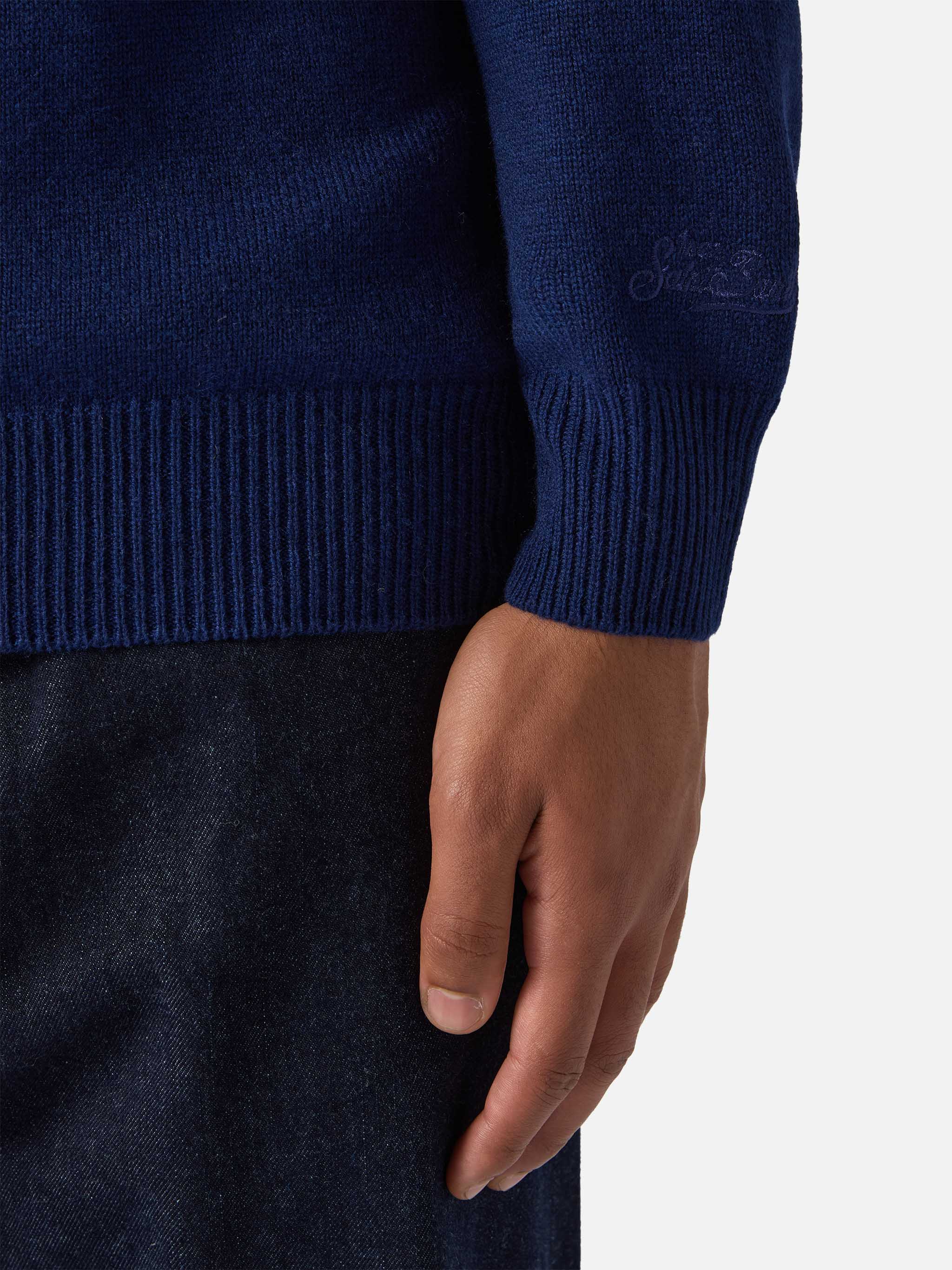 mc2-saint-barth-polo-covent-uomo-in-pura-lana-blu-navy image 3