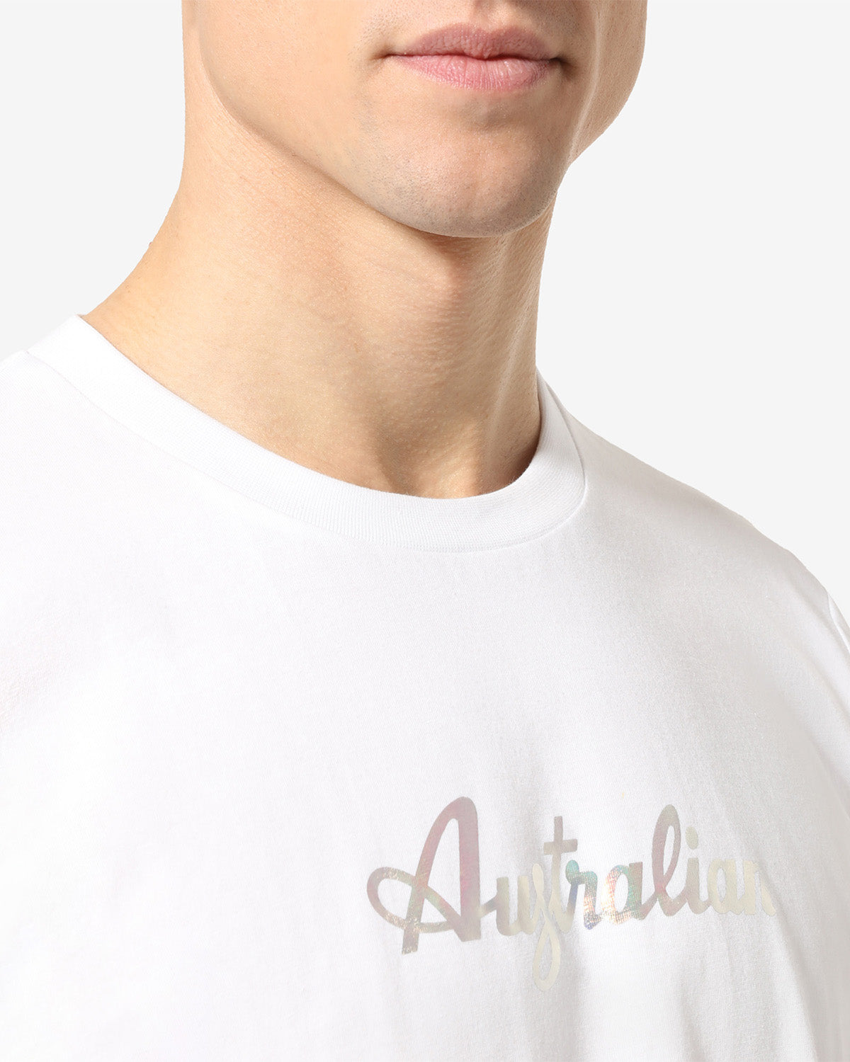 australian-urban-t-shirt-in-cotone-bianco-logo-olografico image 4