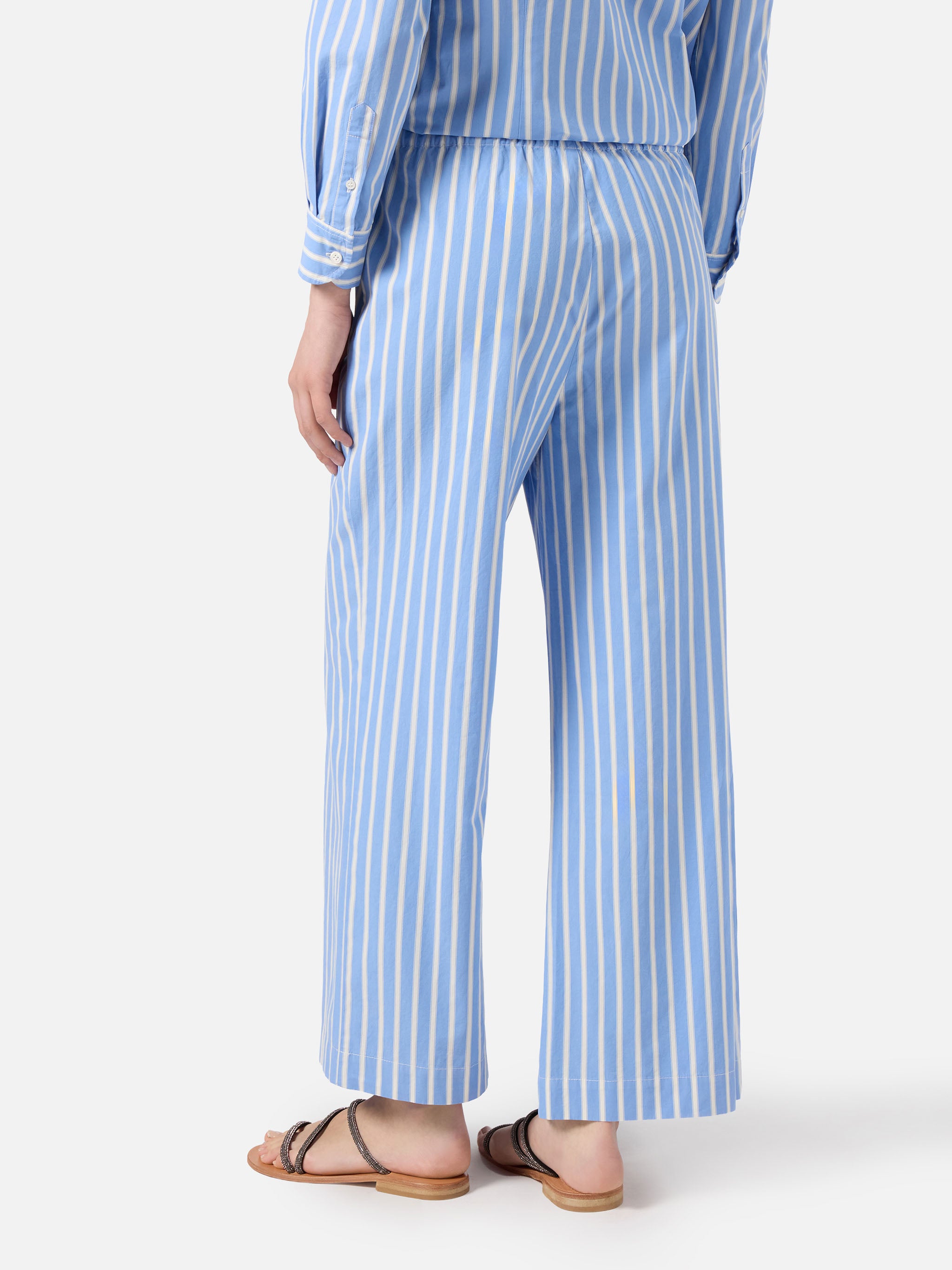 mc2-saint-barth-pantaloni-doha-donna-in-popeline-di-cotone-a-righe-azzurre image 4