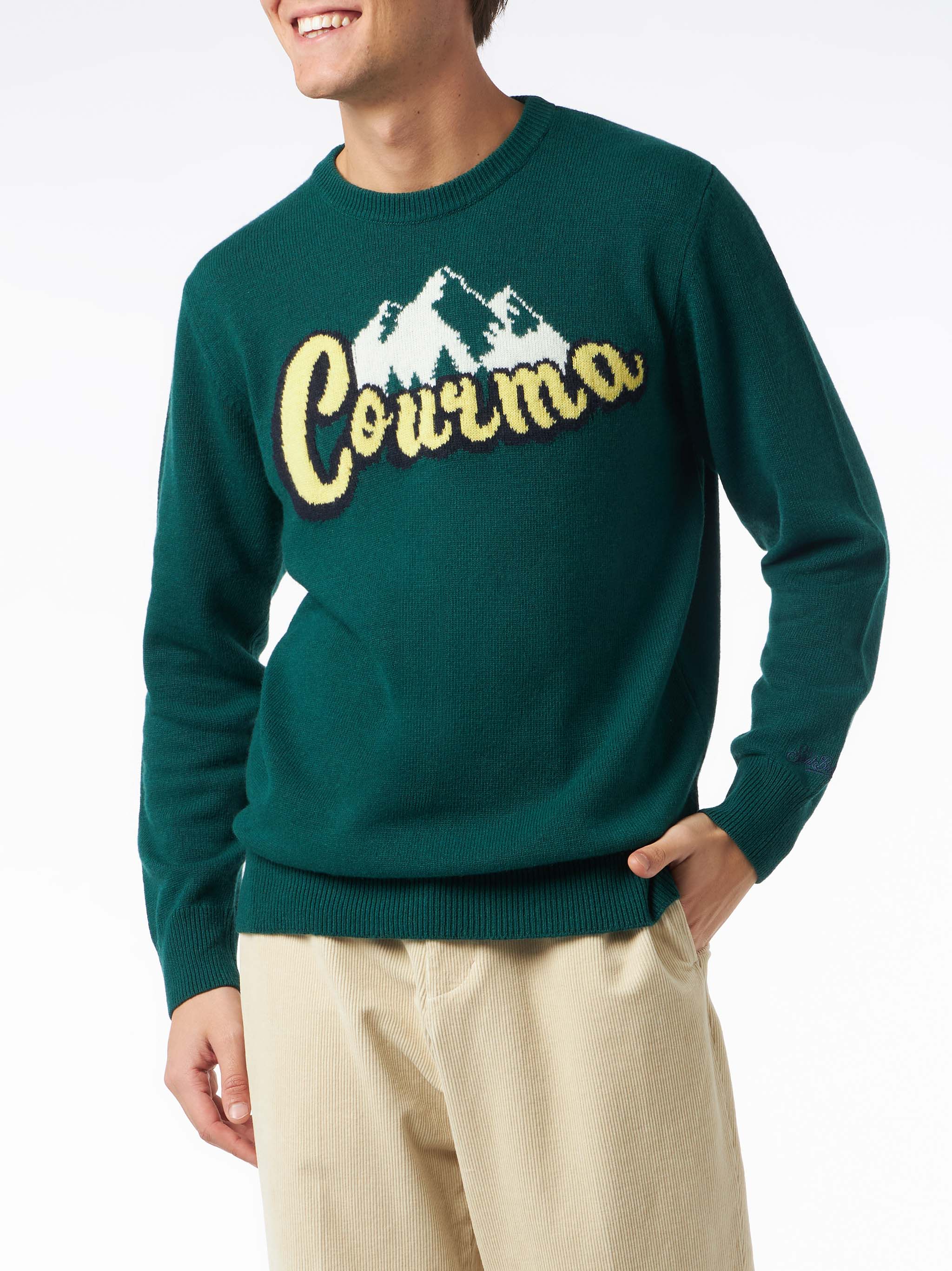 mc2-saint-barth-heron-maglia-uomo-misto-lana-verde-jacquard-courma-montagne image 1