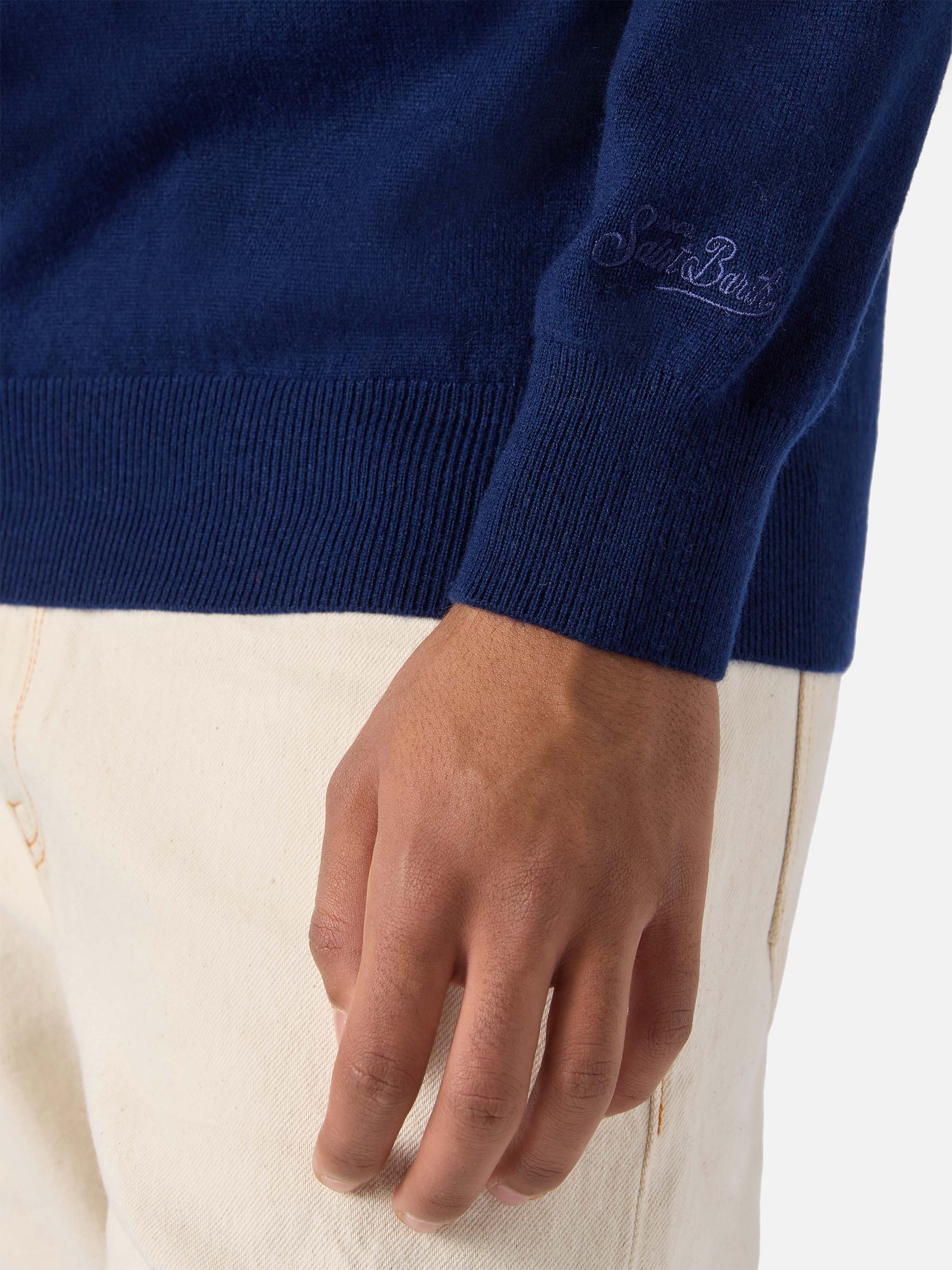 mc2-saint-barth-dor0003-maglione-mezzocollo-zip-in-lana-merino-e-cashmere-blu-na image 4