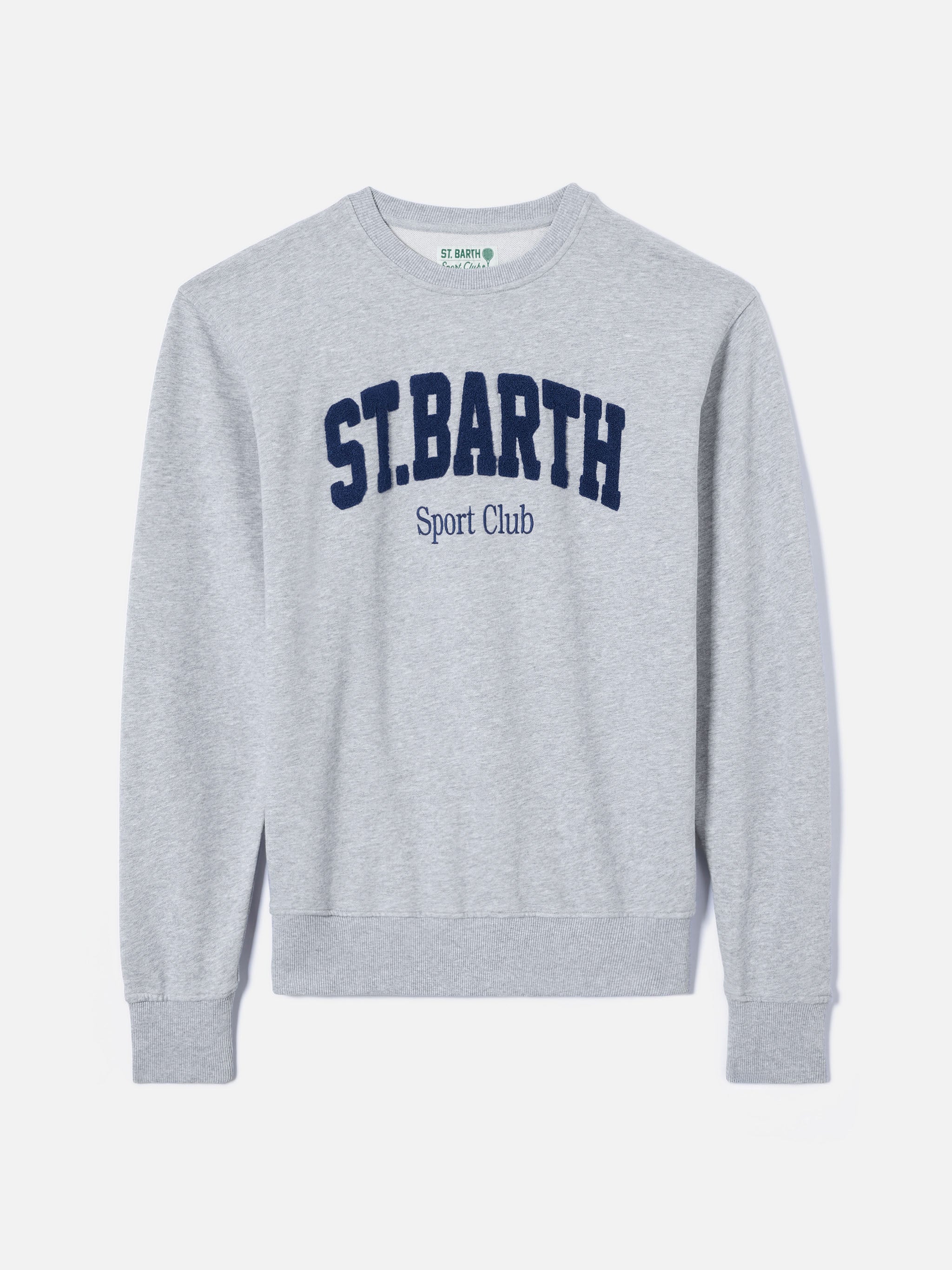 mc2-saint-barth-felpa-ponza-in-cotone-grigio-con-logo-sport-club-effetto-spugna image 4