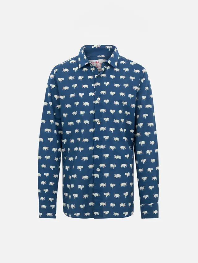 mc2-saint-barth-sharouk-blue-boy-camicia-bambino-mussola-cotone-micro-ippopotamo image 1