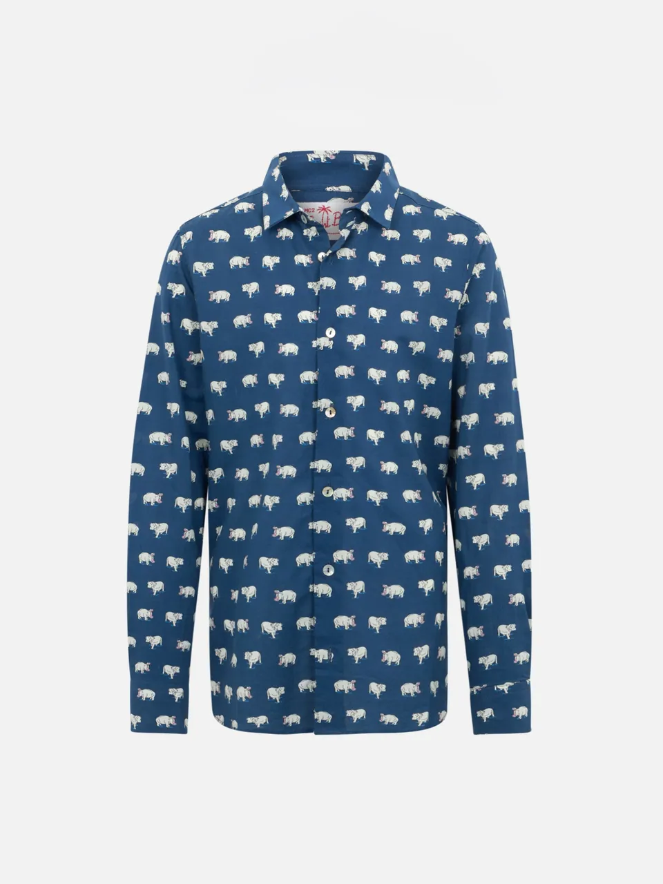 mc2-saint-barth-sharouk-blue-boy-camicia-bambino-mussola-cotone-micro-ippopotamo image 1
