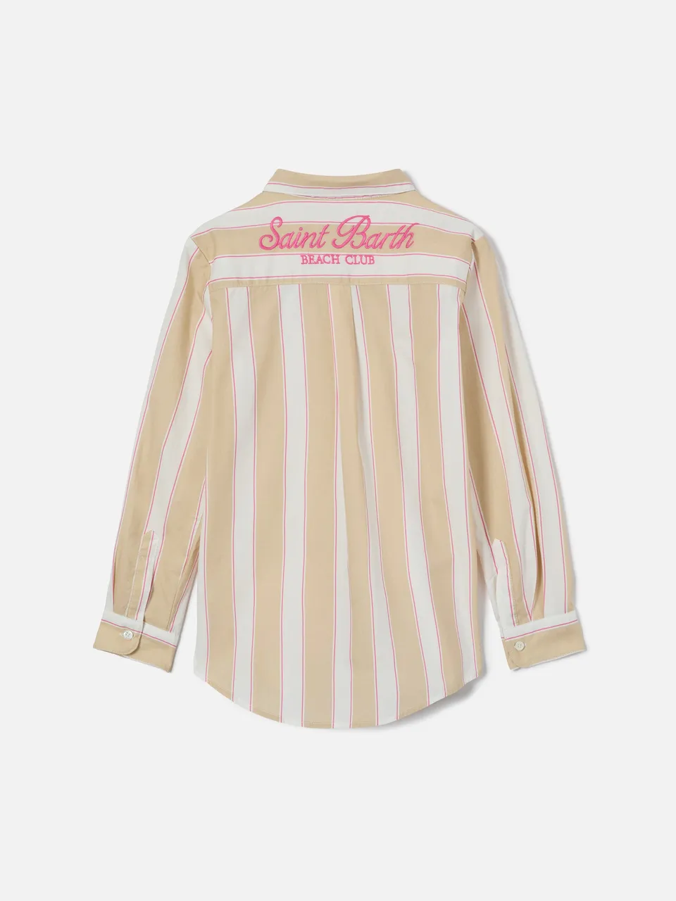 mc2-saint-barth-mini-brigitte-camicia-bambina-cotone-rigata-beige-bianco-rosa image 1