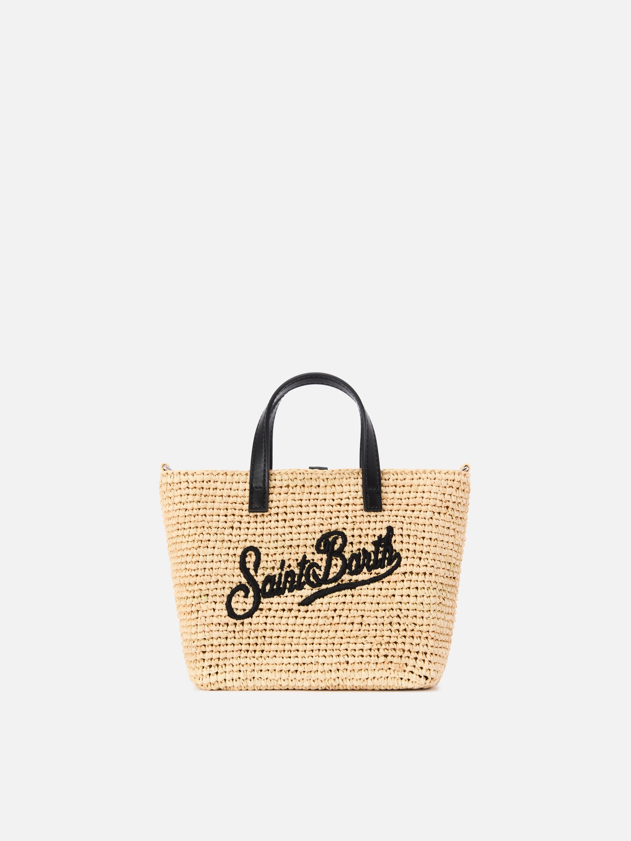mc2-saint-barth-borsa-city-mini-raffia-naturale-nero-logo-ricamato image 1