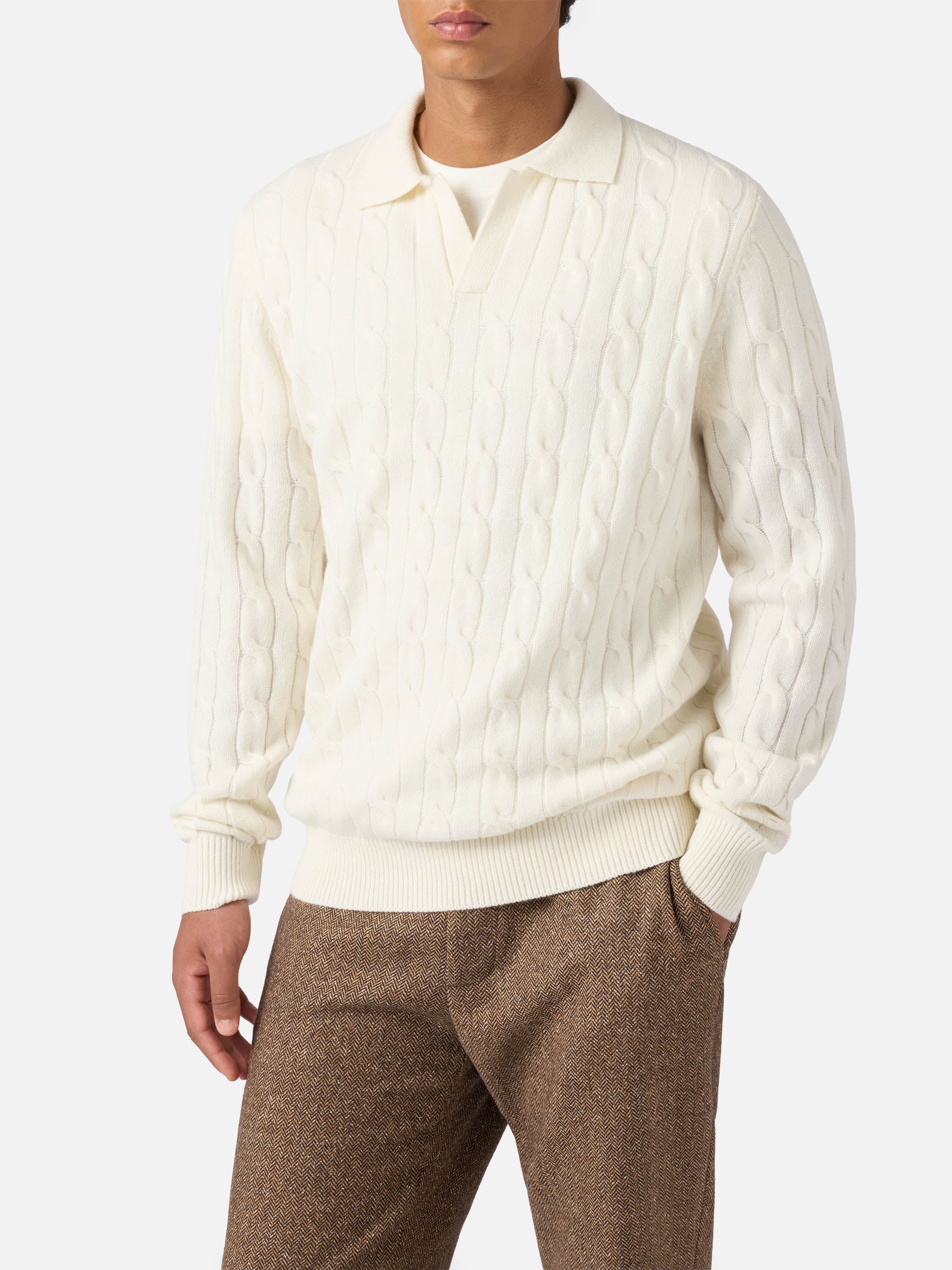 polo-in-maglia-mc2-saint-barth-downing-in-lana-merino-bianco image 1