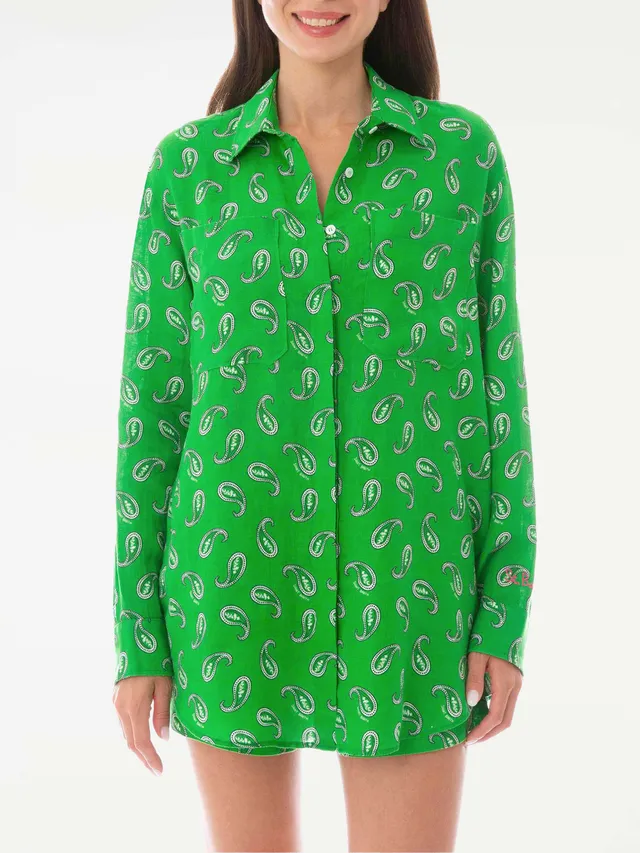 mc2-saint-barth-camicia-uomo-in-lino-verde-stampa-paisley image 1