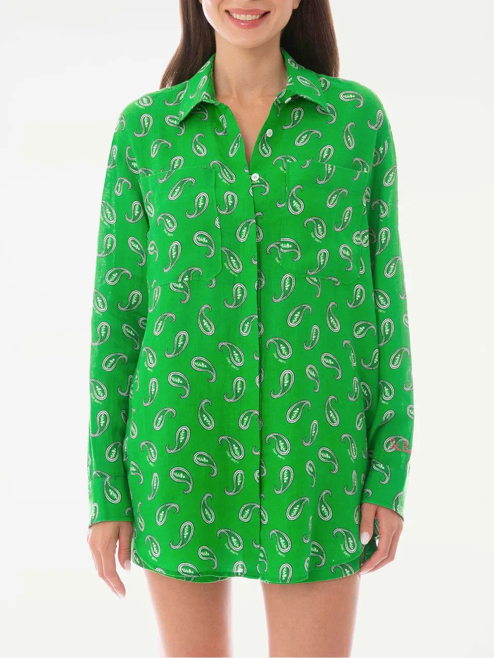 mc2-saint-barth-camicia-uomo-in-lino-verde-stampa-paisley image 1