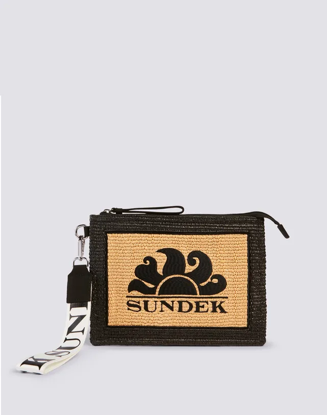 sundek-clutch-in-raffia-con-logo-ricamato-pochette-donna-con-asola-passamano image 1