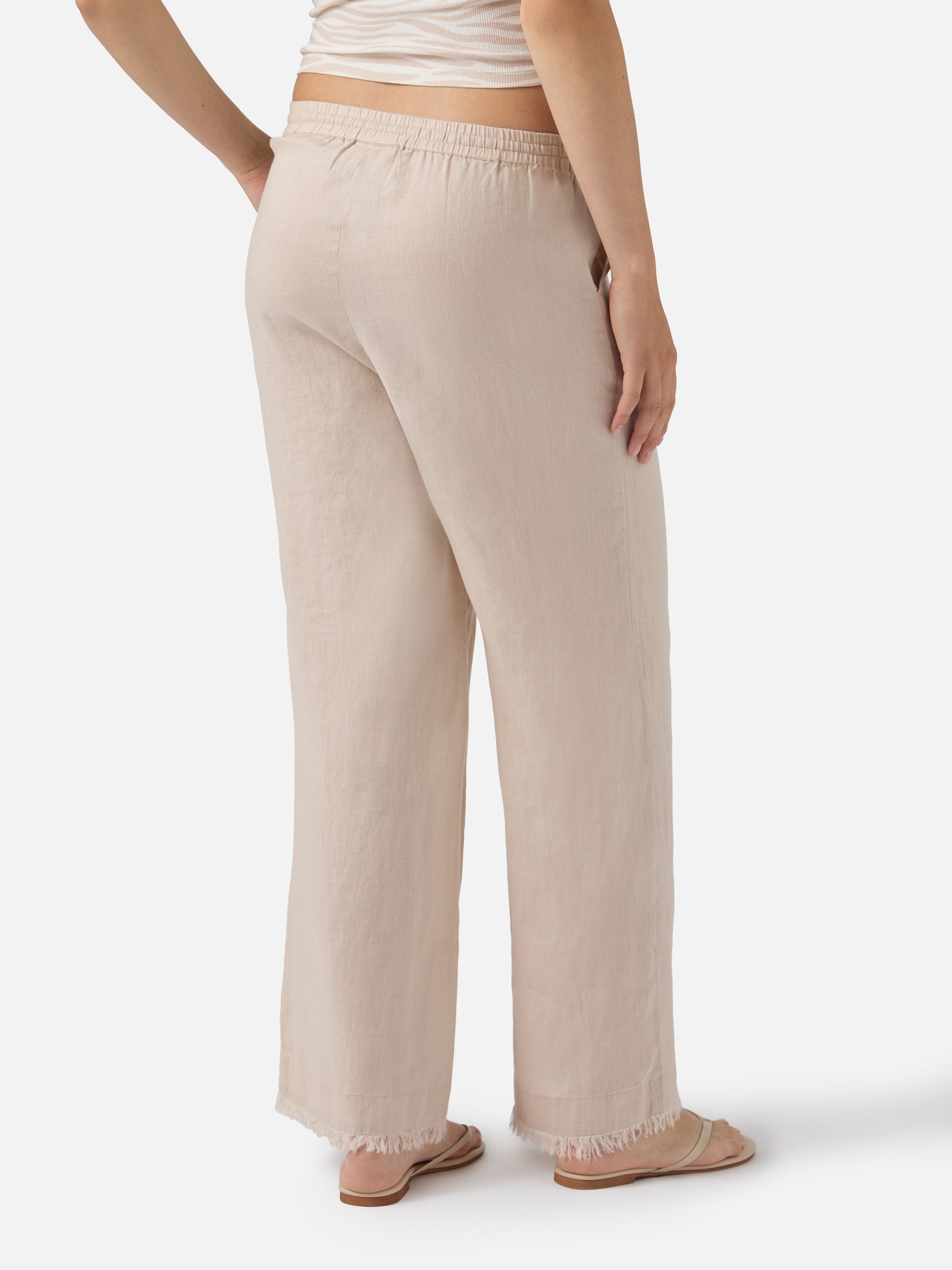 mc2-saint-barth-irma-pantaloni-donna-in-lino-beige-fondo-sfrangiato image 3