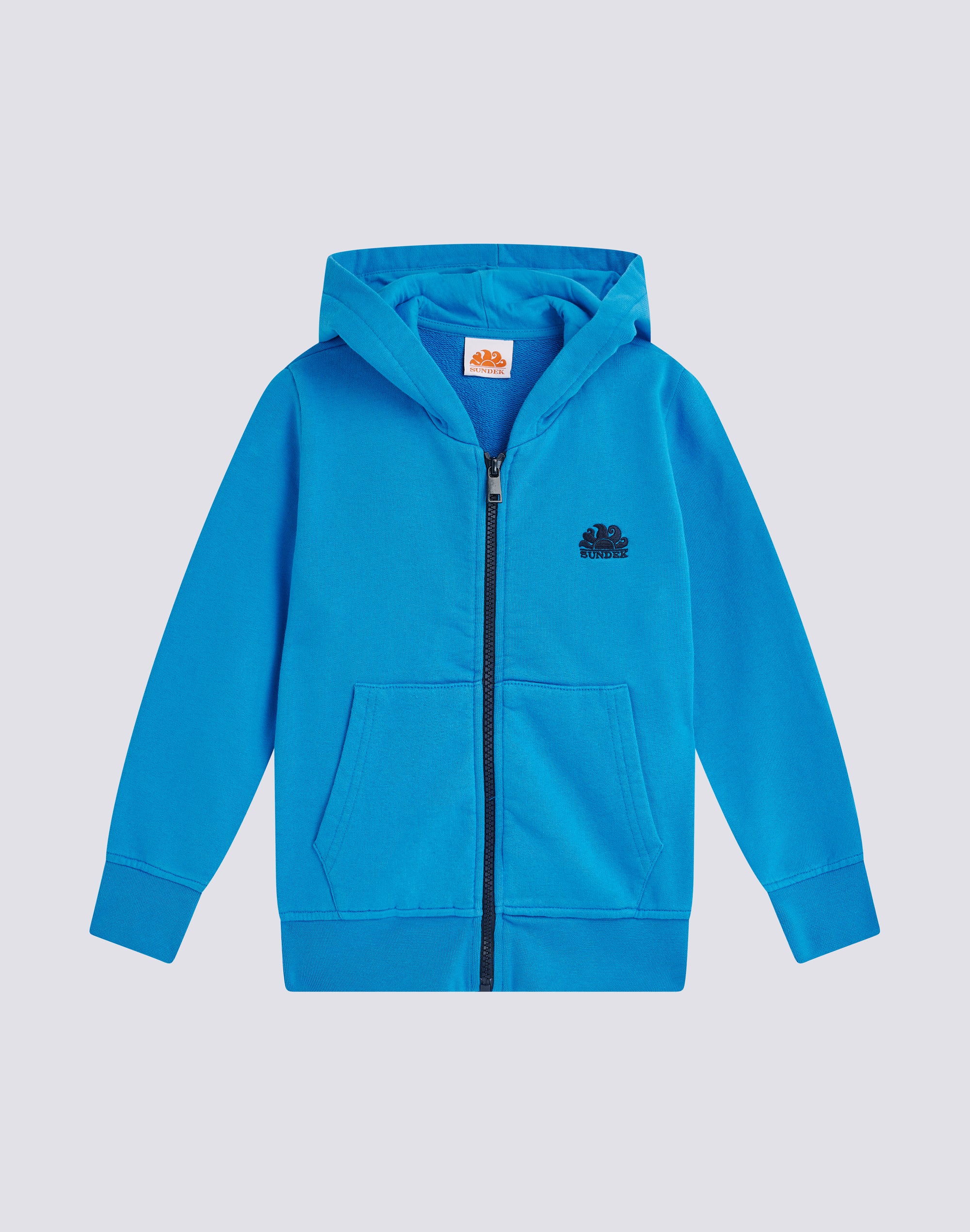 sundek-felpa-bambino-full-zip-cappuccio-tasca-marsupio-cotone image 1