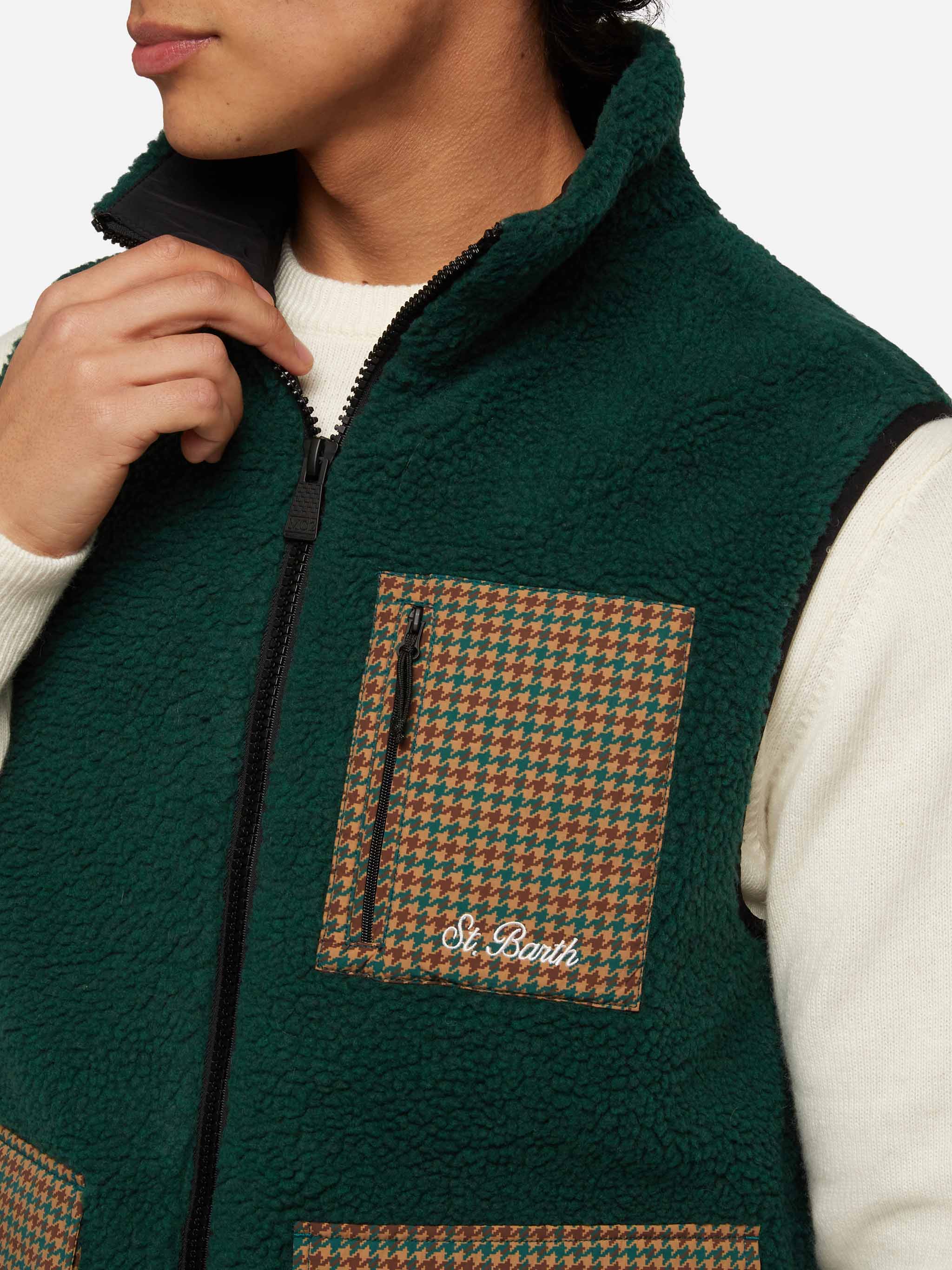 mc2-saint-barth-gilet-wanaka-in-sherpa-fantasia-pied-de-poule image 2