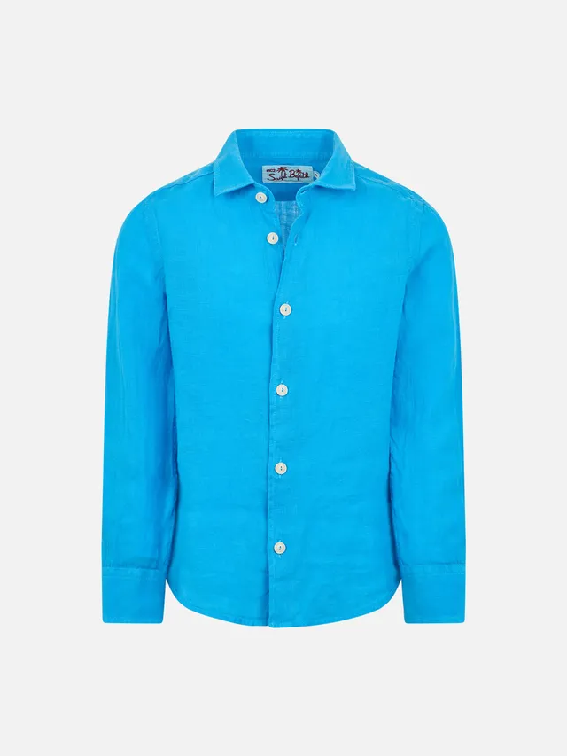 mc2-saint-barth-agnes-camicia-in-lino-turchese-bambino image 1