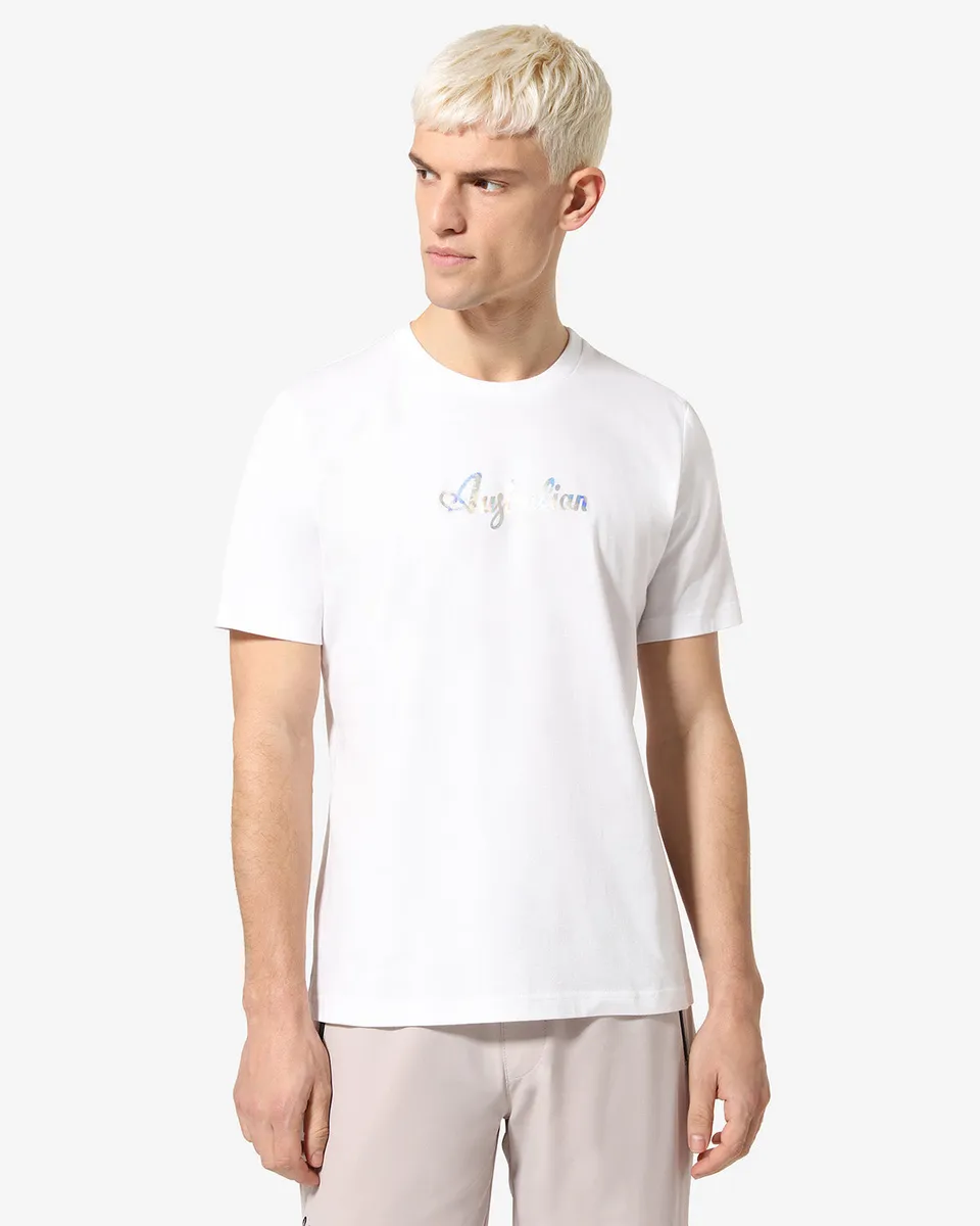 australian-urban-t-shirt-in-cotone-bianco-logo-olografico image 1