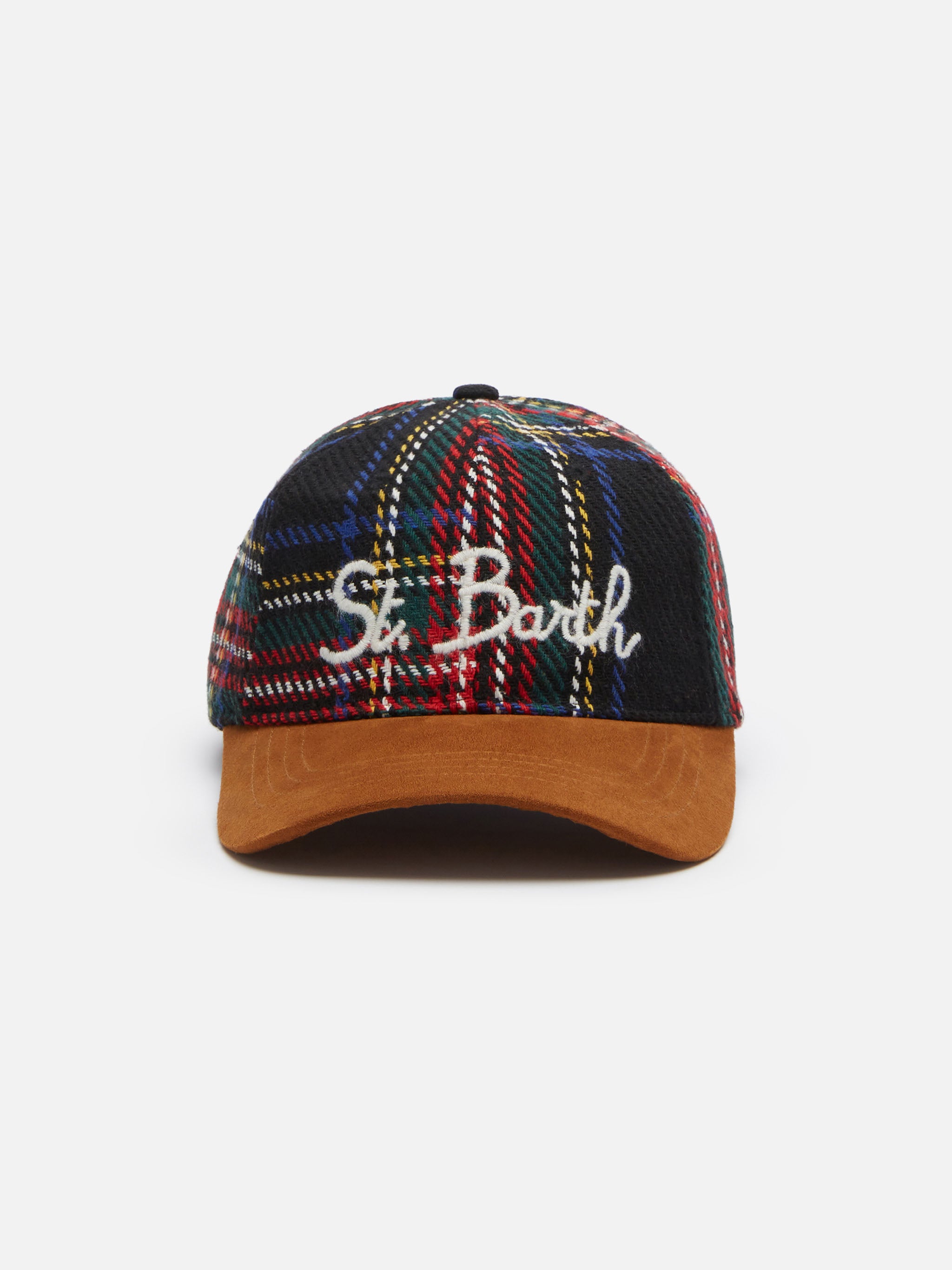 cappellino-da-baseball-mc2-saint-barth-con-stampa-tartan-e-ricamo-st-barth image 1