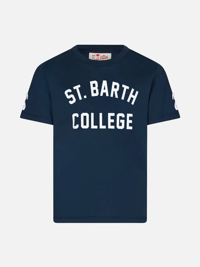 mc2-saint-barth-t-shirt-da-bambino-st-barth-college-blu-navy-in-cotone-con-scrit image 1