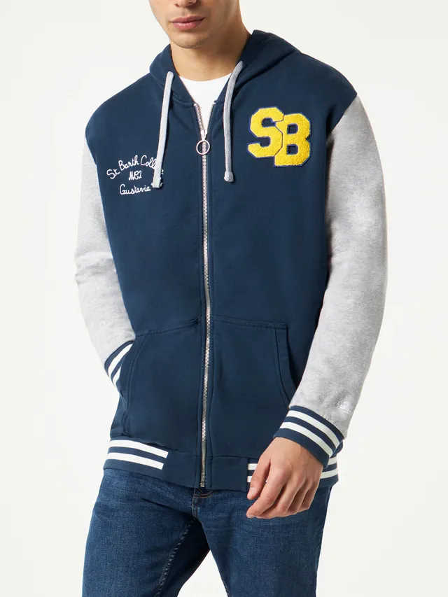 mc2-saint-barth-danny-felpa-uomo-blu-navy-e-grigio-con-patch image 1