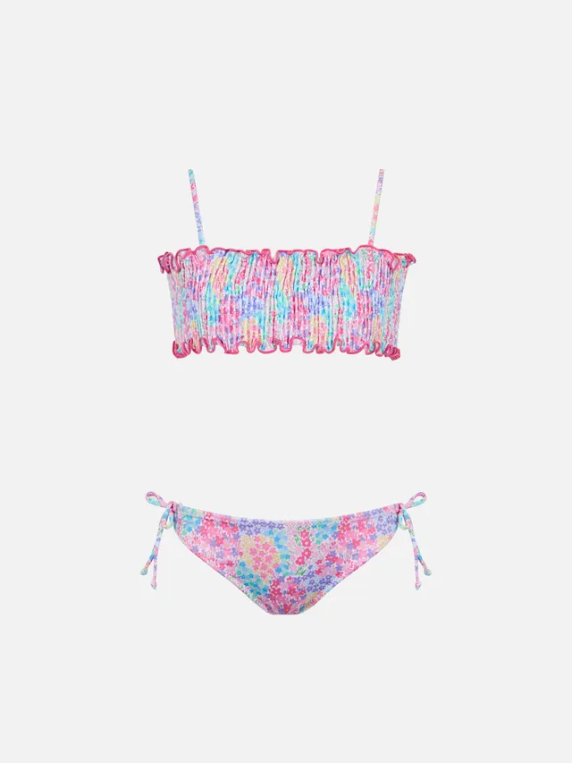 mc2-saint-barth-tilly-bikini-bambina-bralette-smock-fiori-rosa image 1