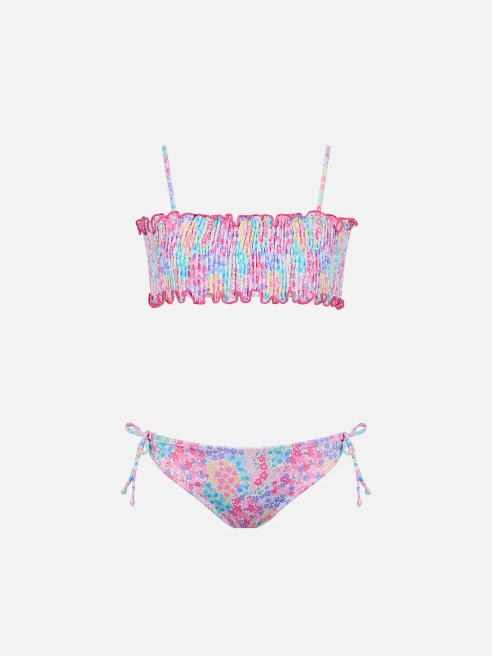 mc2-saint-barth-tilly-bikini-bambina-bralette-smock-fiori-rosa image 1