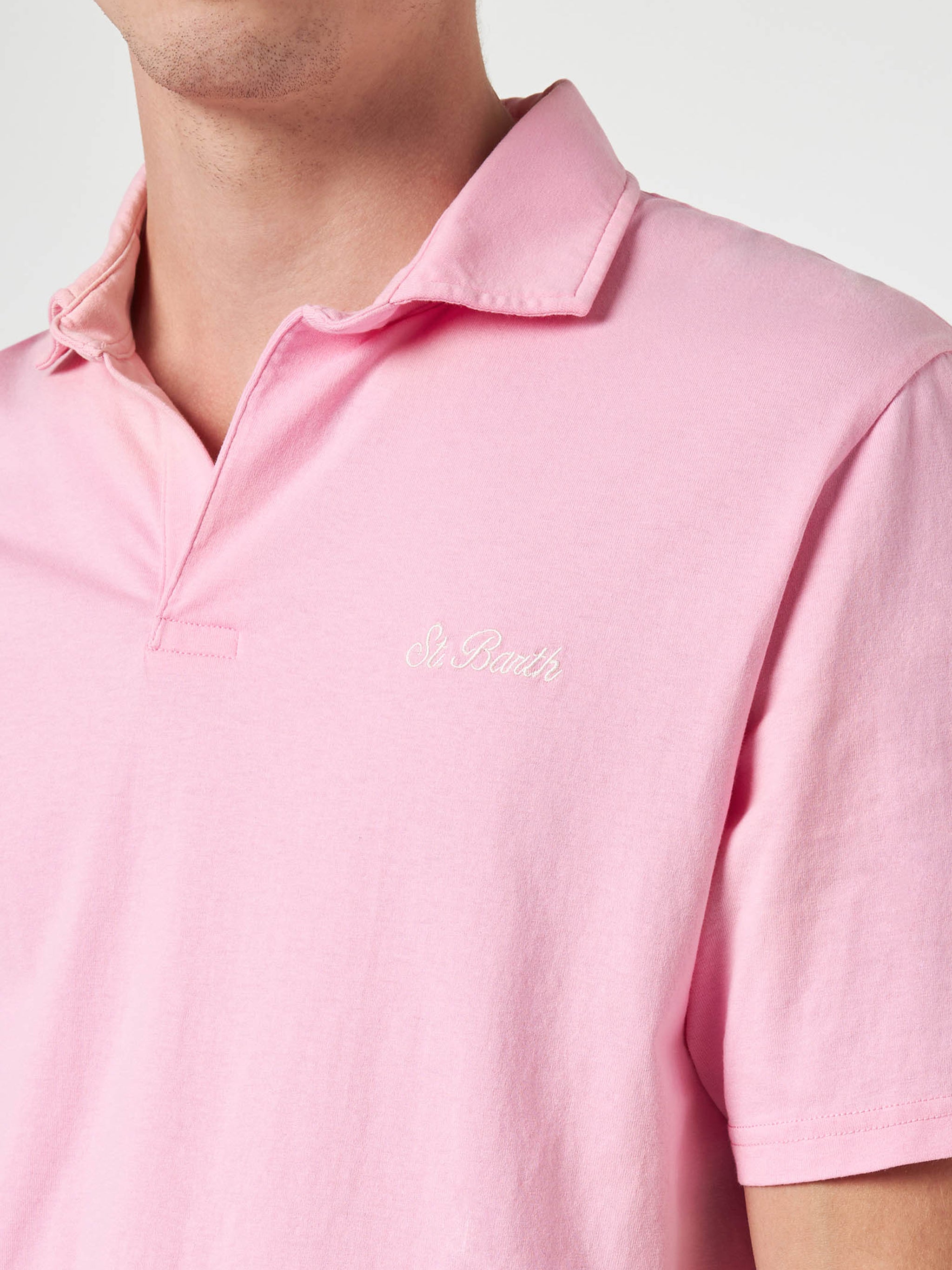 mc2-saint-barth-polo-uomo-brighton-rosa-in-cotone-jersey-tinta-unita image 2
