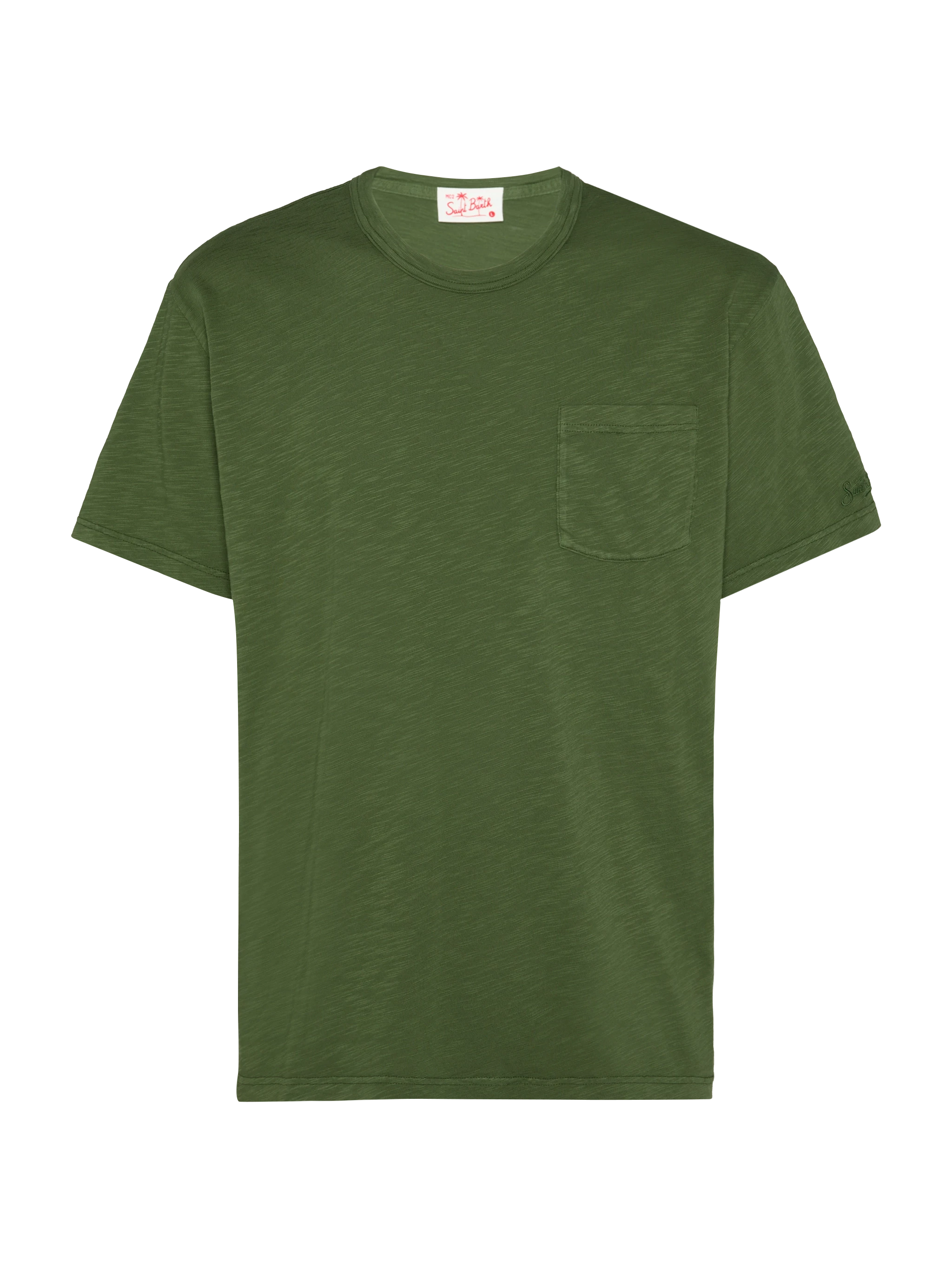 mc2-saint-barth-t-shirt-president-uomo-in-cotone-fiammato-verde-militare-tinta-u image 1