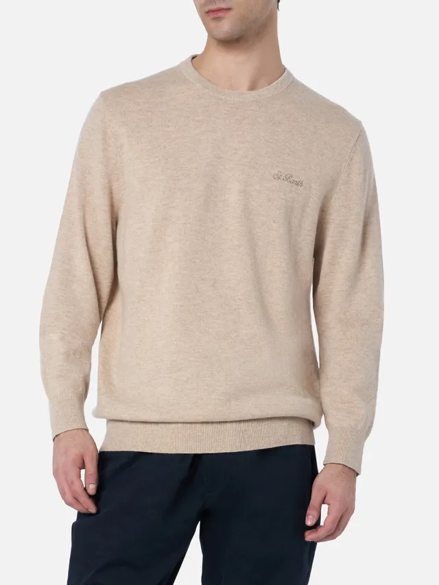 mc2-saint-barth-maglione-regent-uomo-girocollo-misto-cashmere-beige image 1