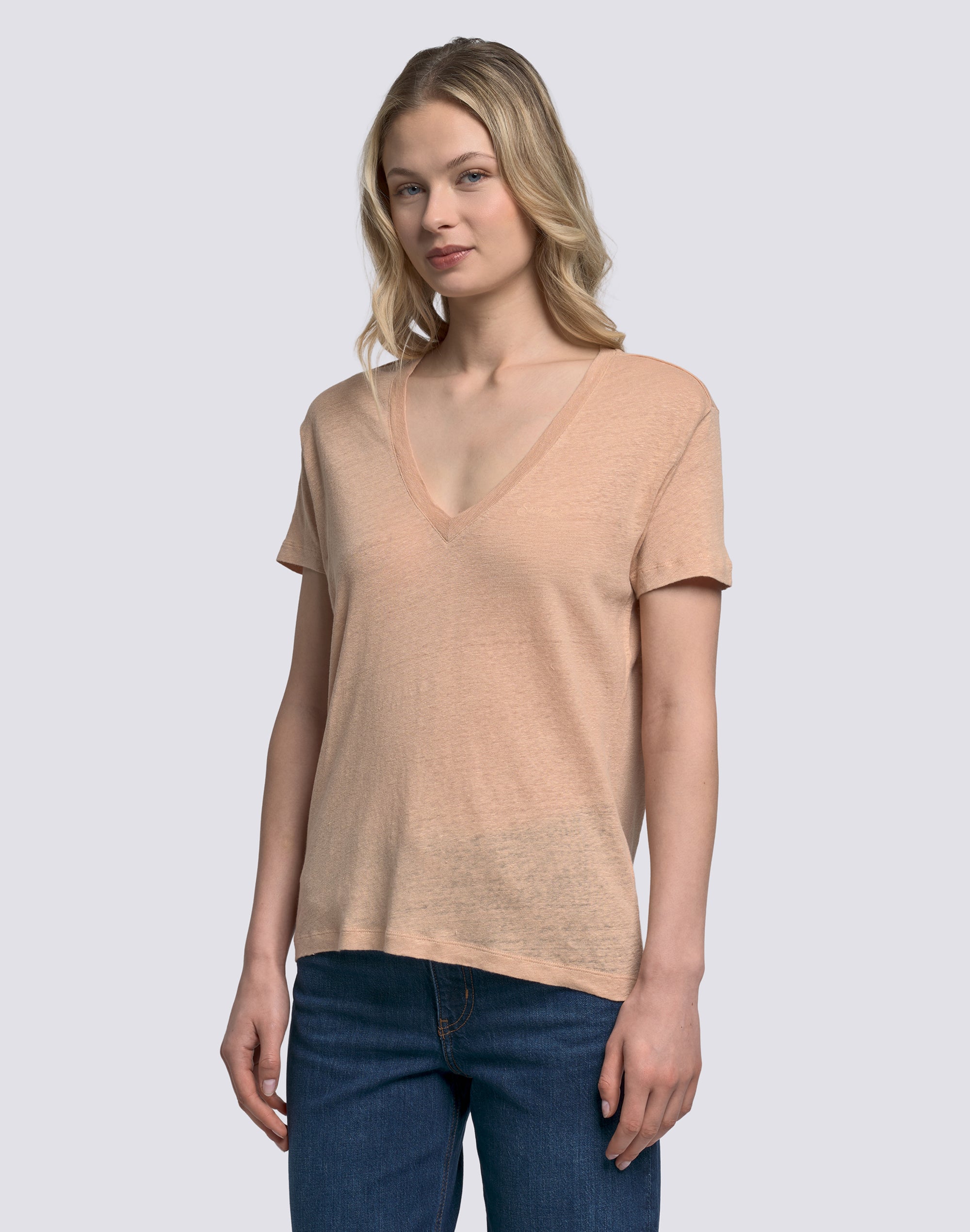 sundek-w967teli800-t-shirt-donna-a-mezze-maniche-in-lino image 4