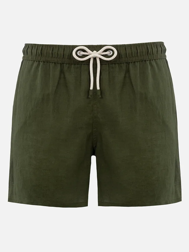 mc2-saint-barth-costume-mare-gustavia-in-lino-verde-militare-tinta-unita image 1