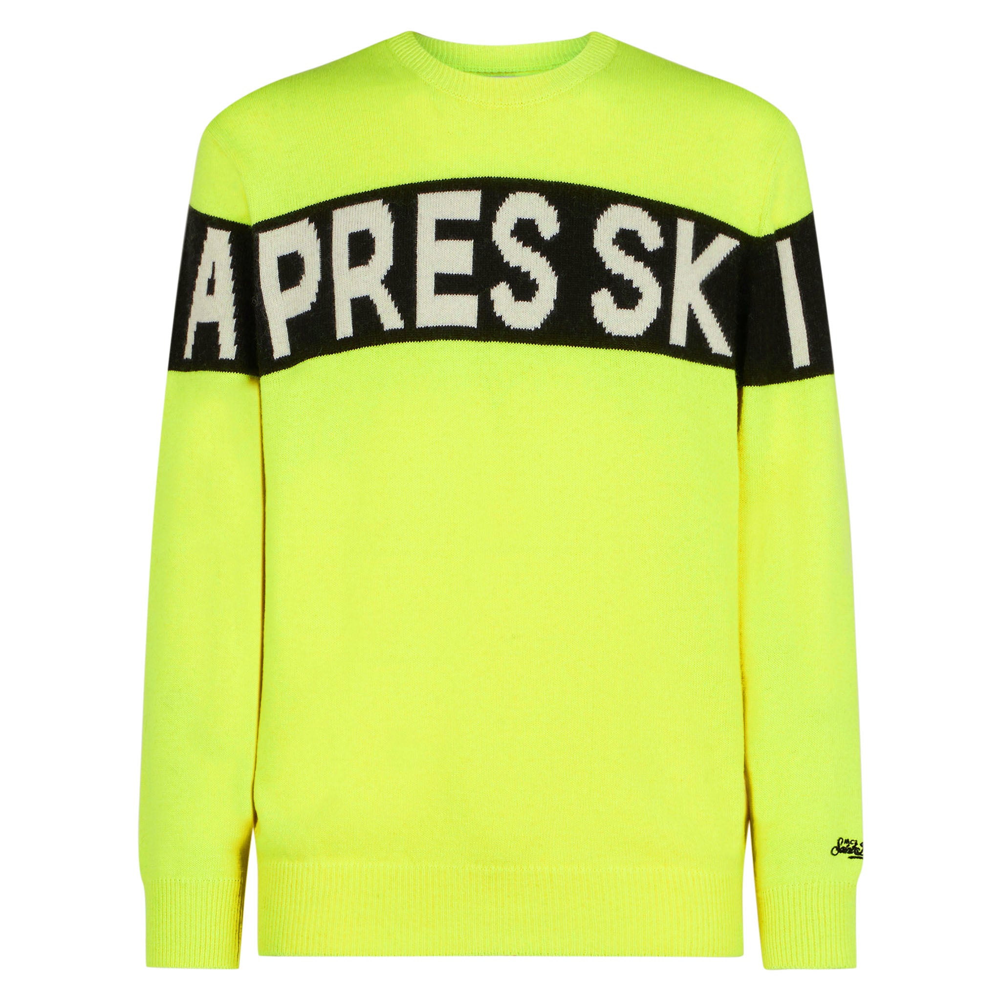maglia-mc2-saint-barth-heron-ski-con-lettering-apres-ski-giallo-fluo-e-nero image 4