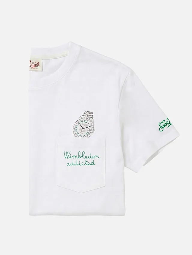 mc2-saint-barth-t-shirt-austin-in-puro-cotone-bianca-con-tasca-ricamo-wimbledon- image 1