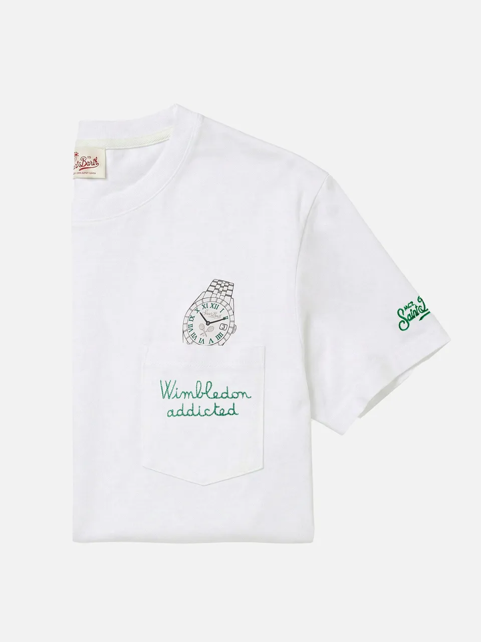 mc2-saint-barth-t-shirt-austin-in-puro-cotone-bianca-con-tasca-ricamo-wimbledon- image 1