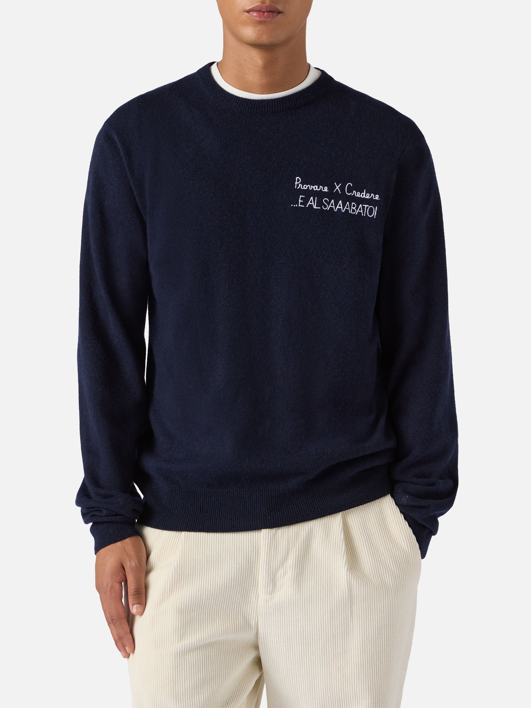 mc2-saint-barth-maglione-girocollo-heron-light-in-misto-cashmere-con-ricamo-blu- image 2