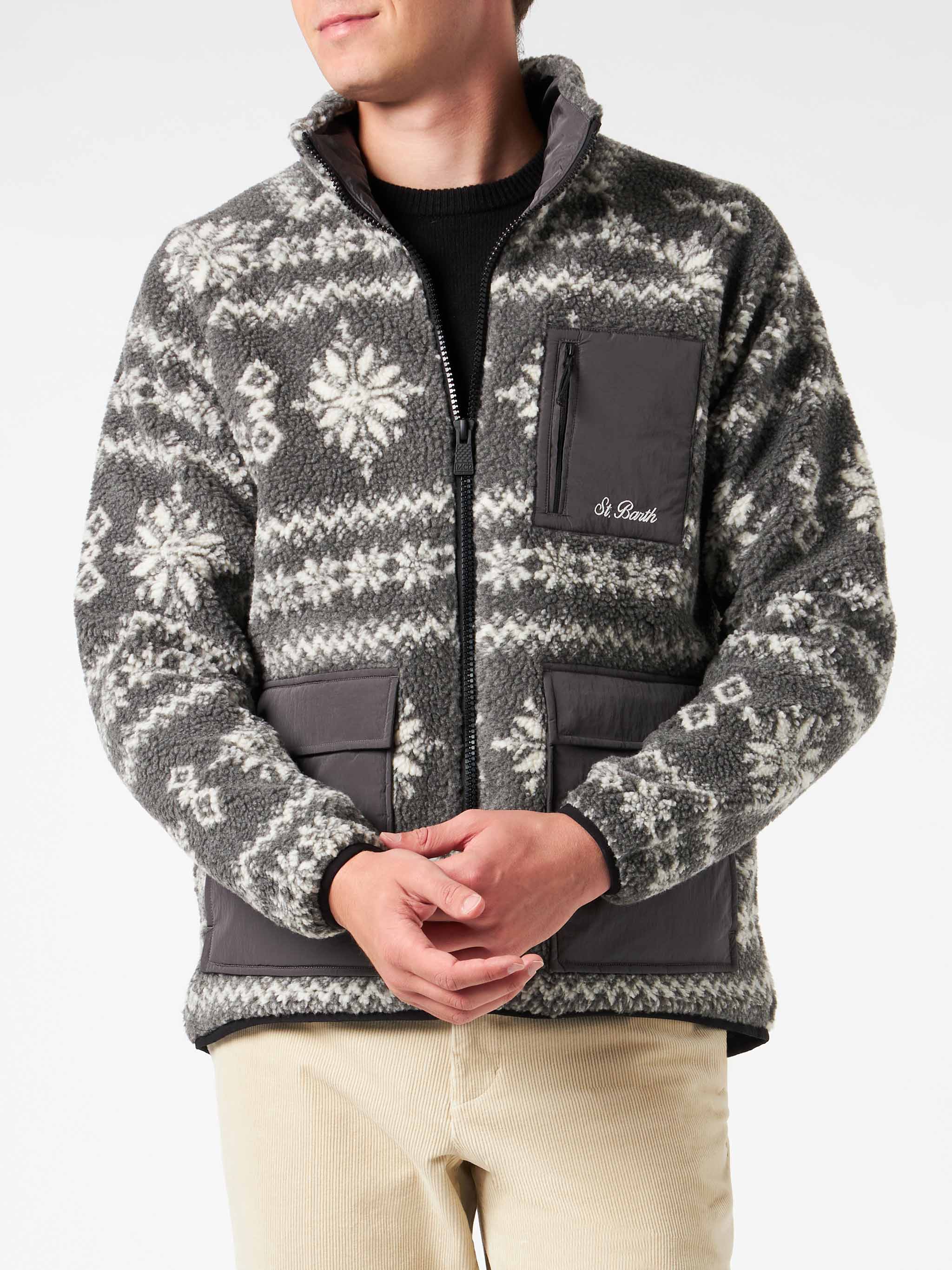 mc2-saint-barth-giacca-keystone-uomo-sherpa-fantasia-nordica-grigia image 1