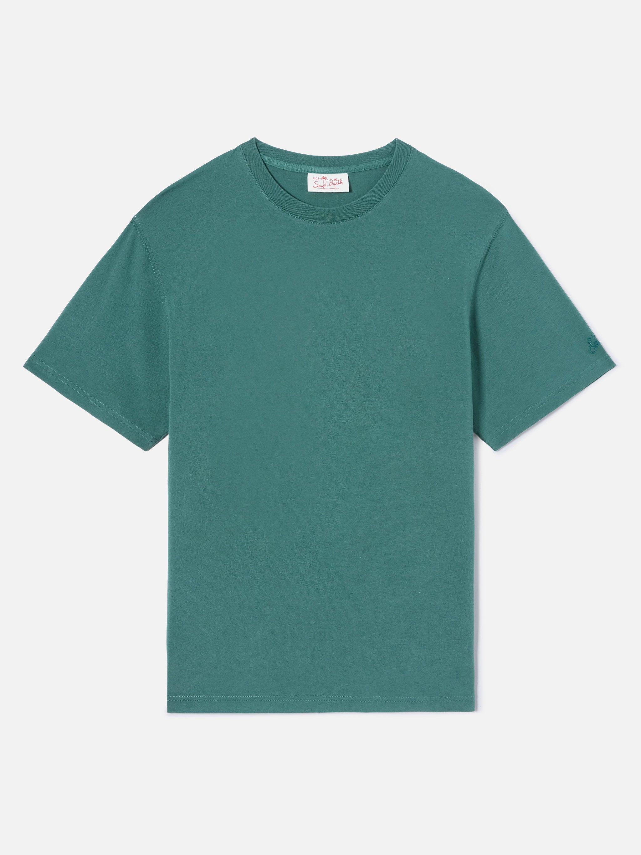 mc2-saint-barth-dover-t-shirt-uomo-verde-in-cotone-con-ricamo-logo image 1