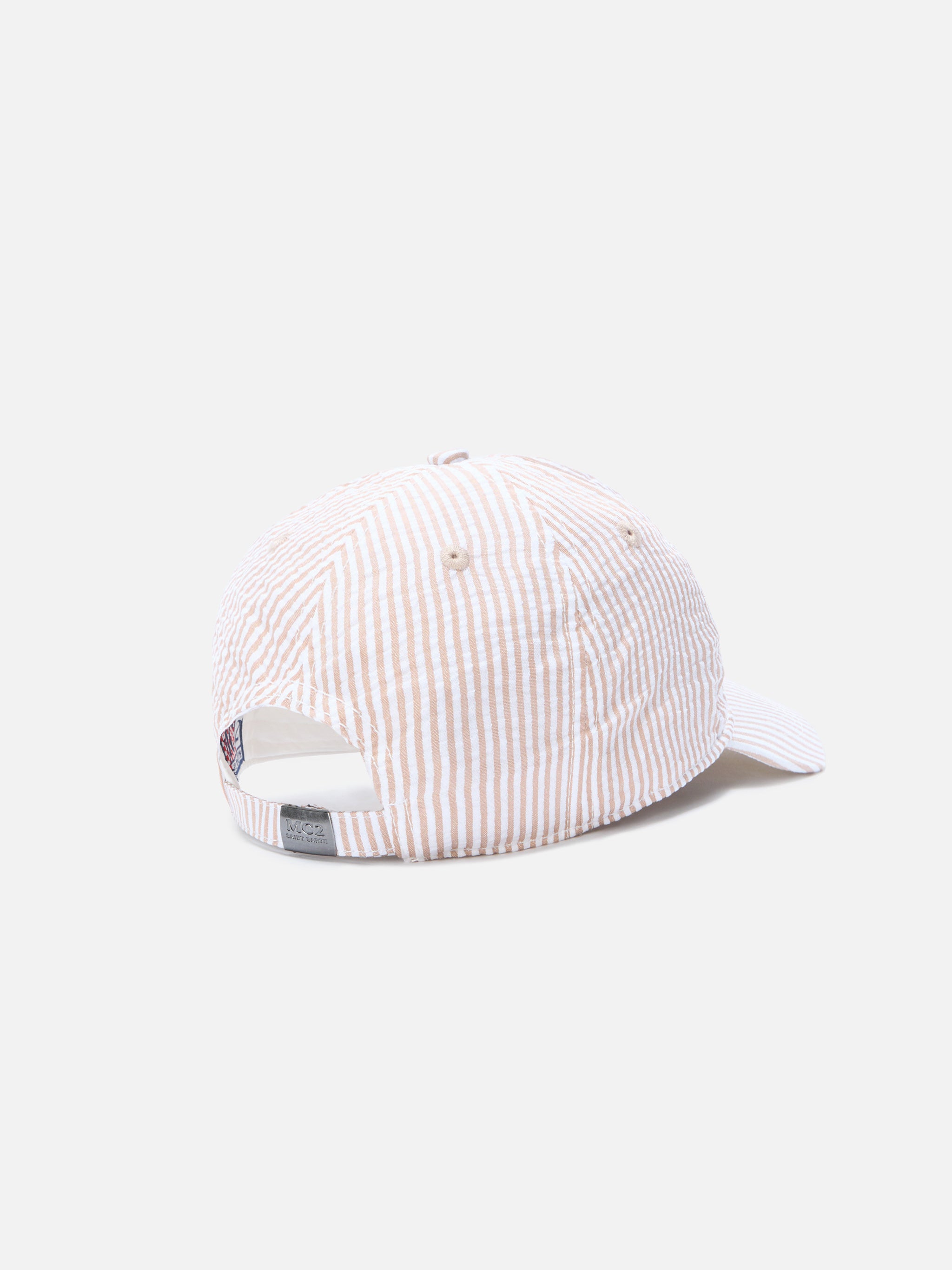 cappellino-baseball-mc2-saint-barth-in-cotone-seersucker-a-righe-beige-e-bianco- image 3