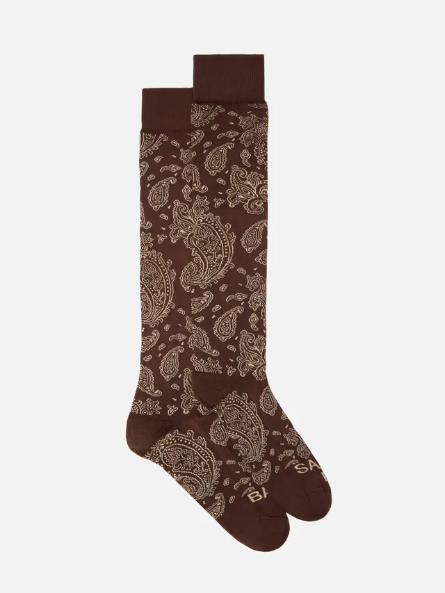 mc2-saint-barth-sox-calze-in-misto-cotone-jacquard-paisley-marrone image 1