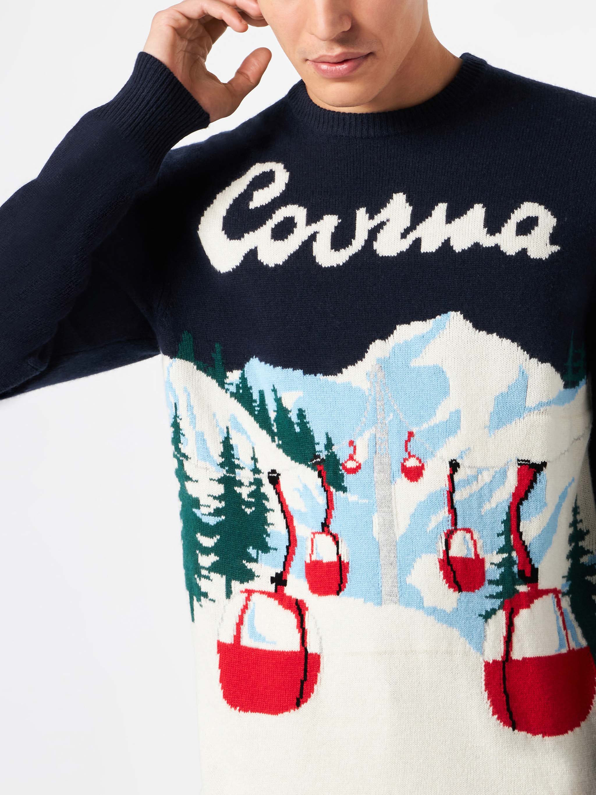 mc2-saint-barth-heron-maglia-uomo-misto-cashmere-blu-navy-postcard-courmayeur image 2