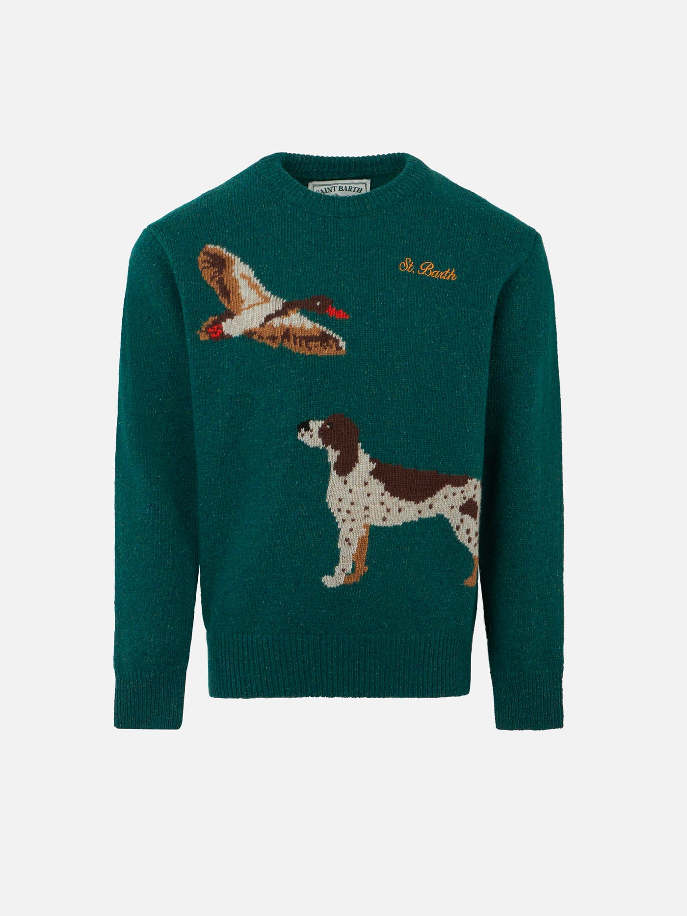 mc2-saint-barth-dou-maglione-bambino-donegal-verde-stampa-cani image 1