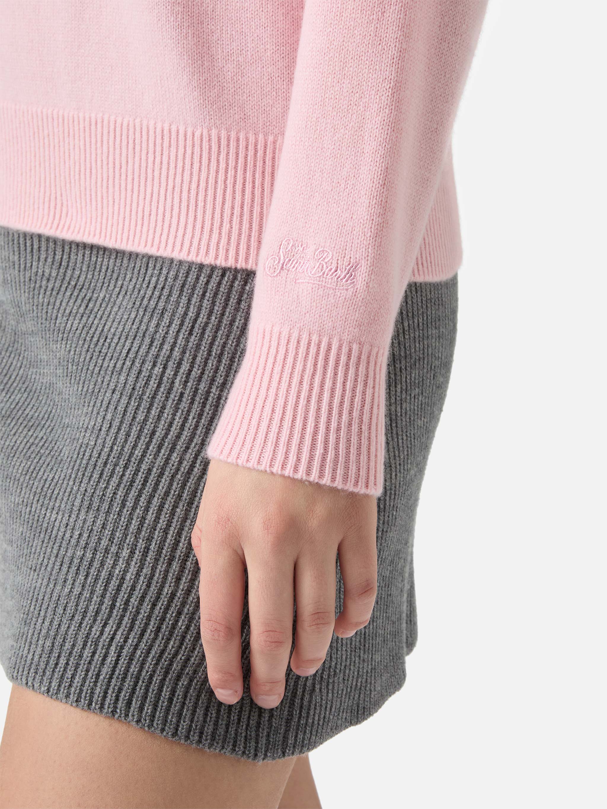 mc2-saint-barth-louise-maglione-donna-cashmere-rosa-st-moritz-strass image 4