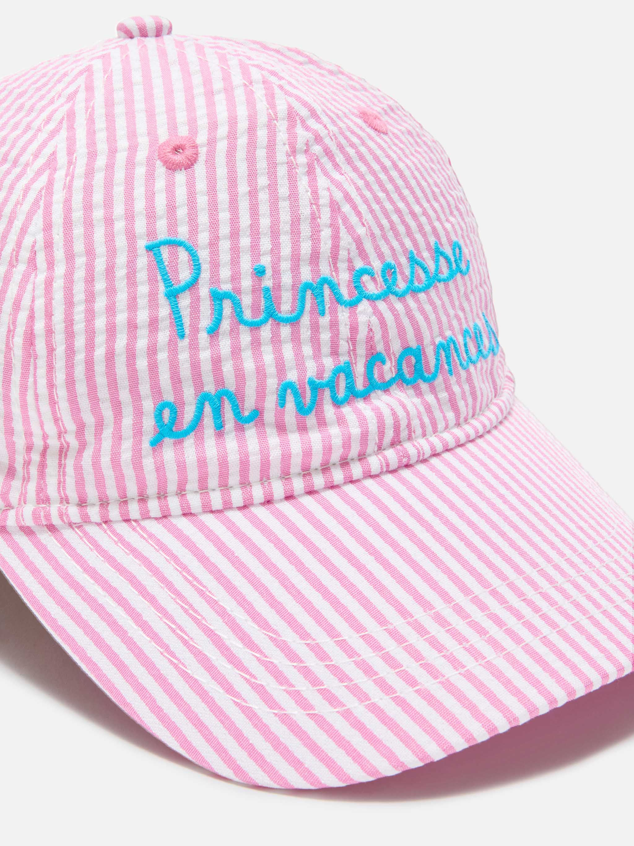 mc2-saint-barth-basb0008-cappellino-baseball-bambina-in-cotone-seersucker-rosa-e image 2