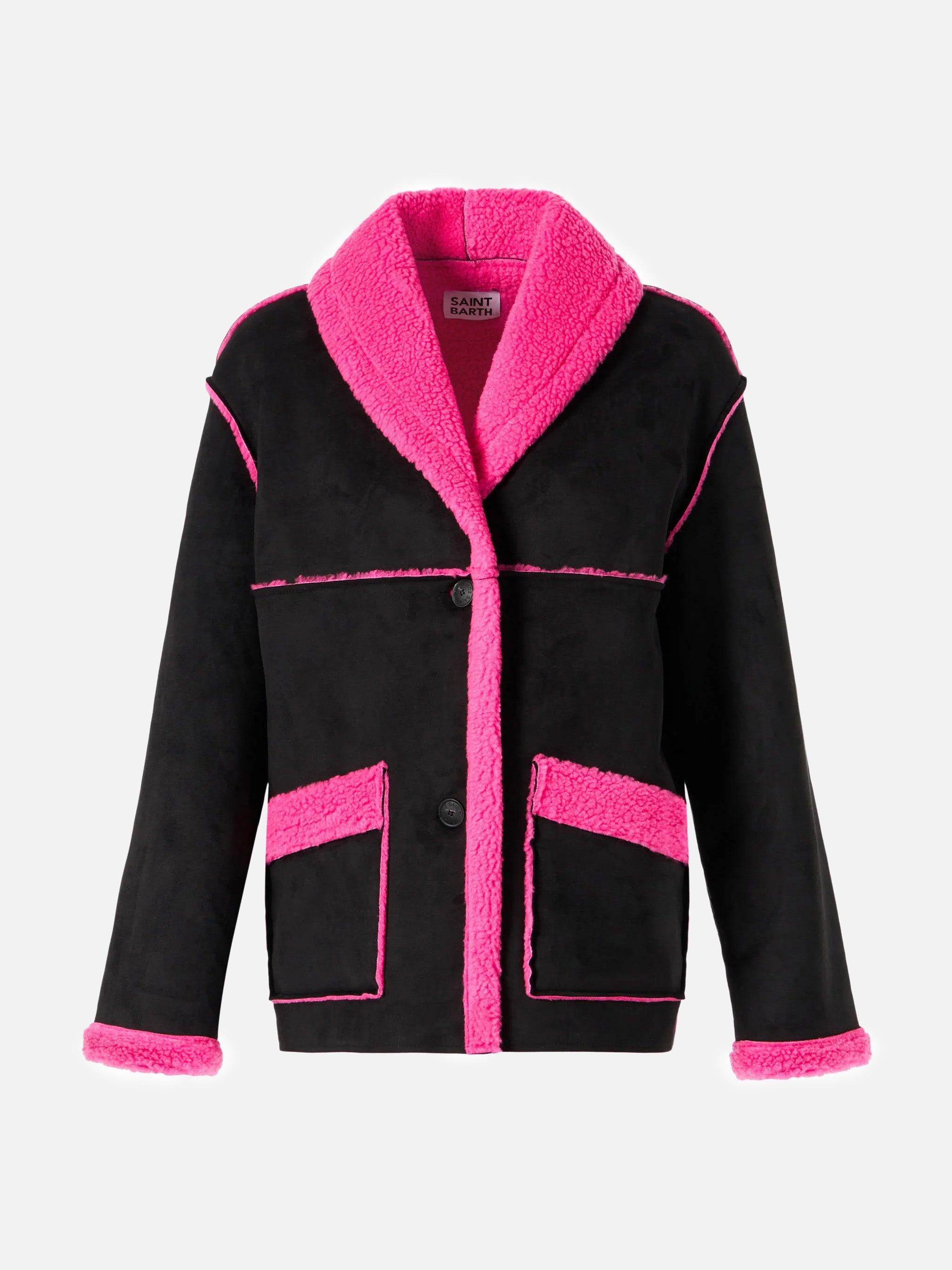 cappotto-dorys-mc2-saint-barth-in-shearling-sintetico-reversibile-nero-e-fucsia- image 5