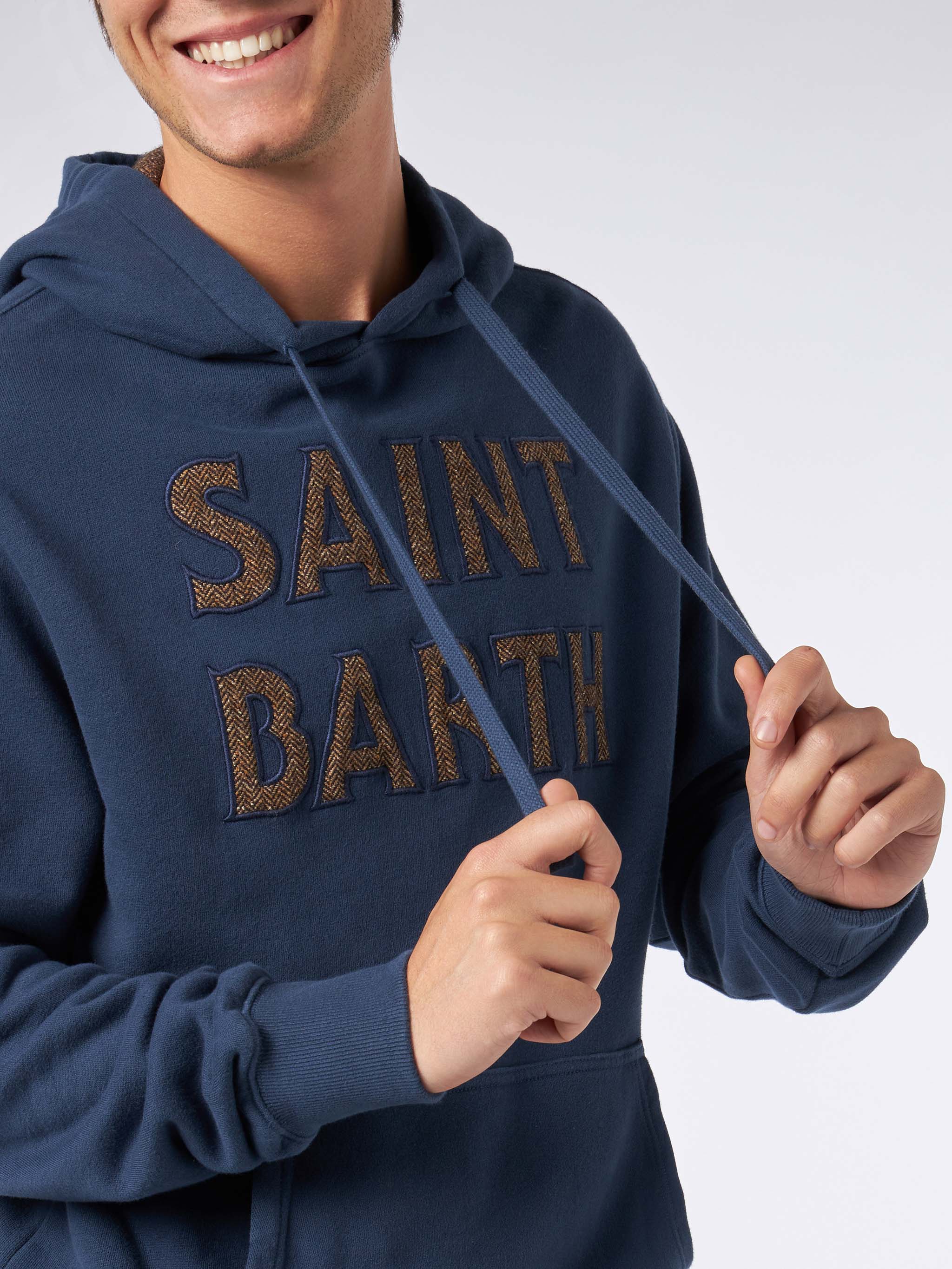 mc2-saint-barth-tribeca-felpa-uomo-con-cappuccio-blu-con-patch image 2
