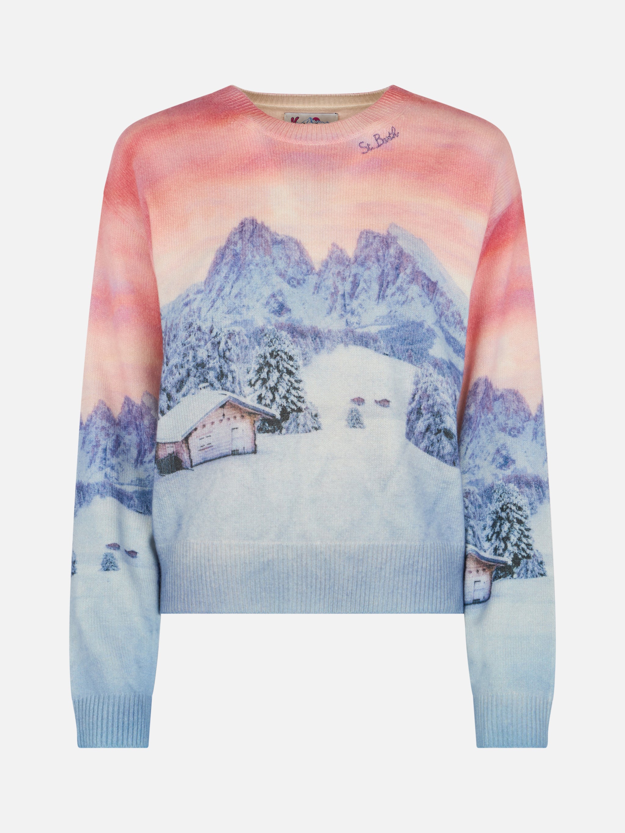 mc2-saint-barth-maglia-louise-in-misto-cashmere-con-stampa-chalet-sunset image 3