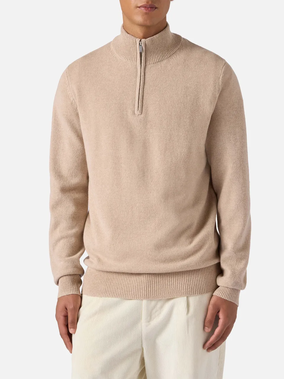 mc2-saint-barth-pullover-mezza-zip-jermyn-in-lambswool-beige image 1