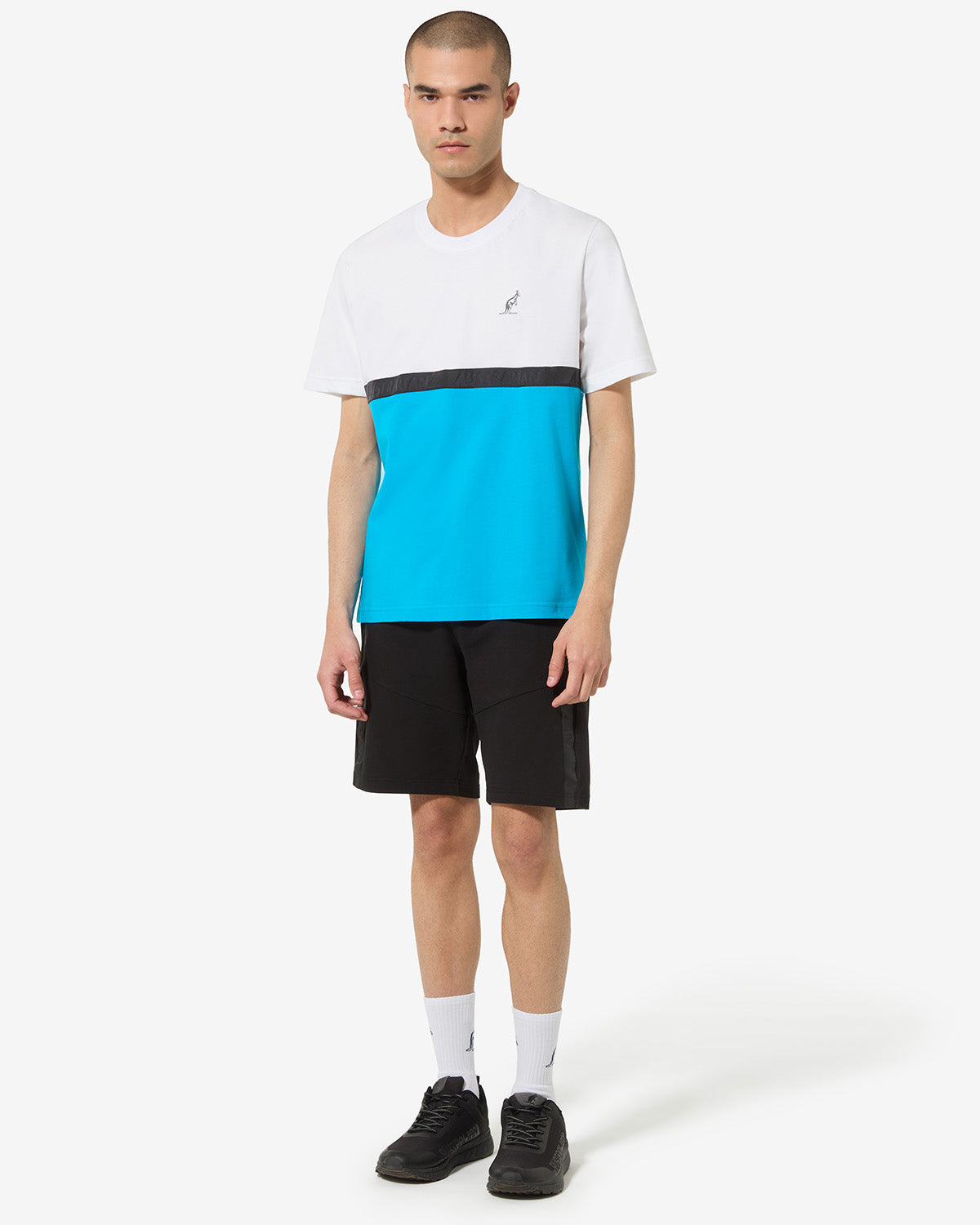 australian-color-block-t-shirt-sportswear-turchese-glossy-regular-fit image 2