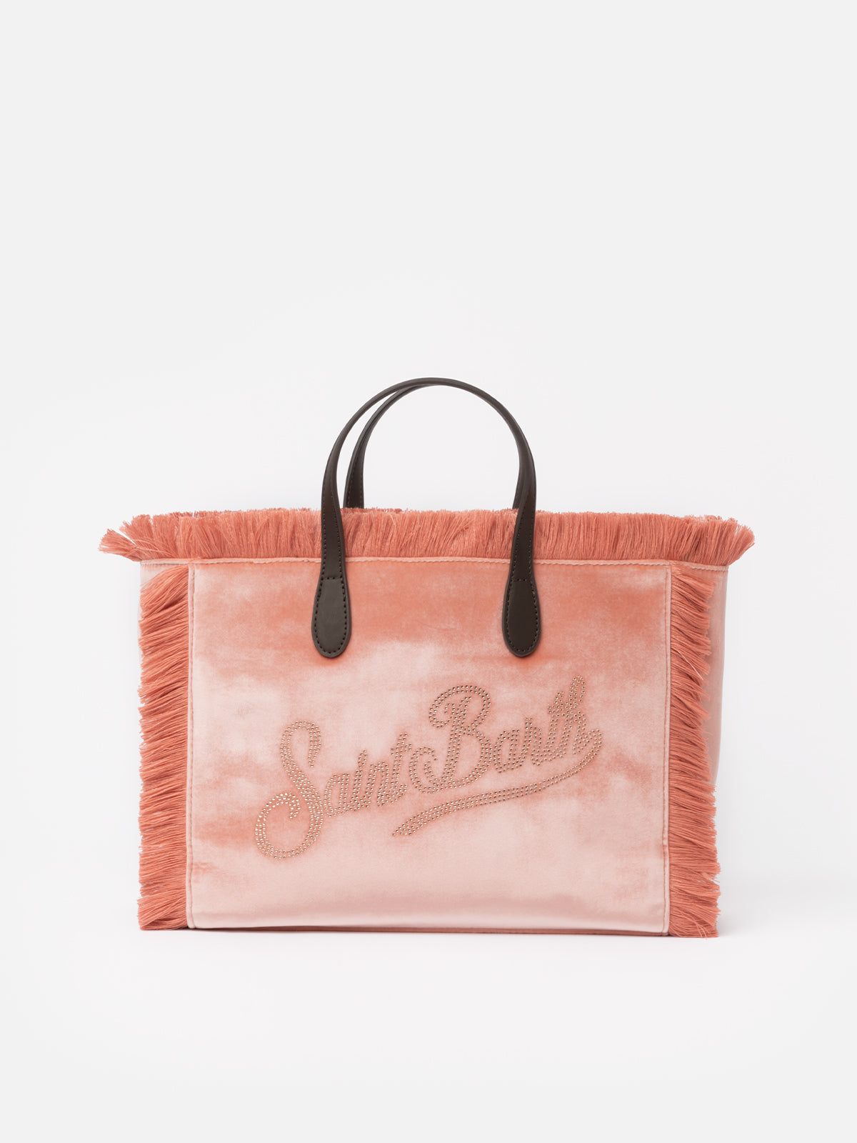 mc2-saint-barth-colette-borsa-in-velluto-rosa-con-logo-in-strass image 1