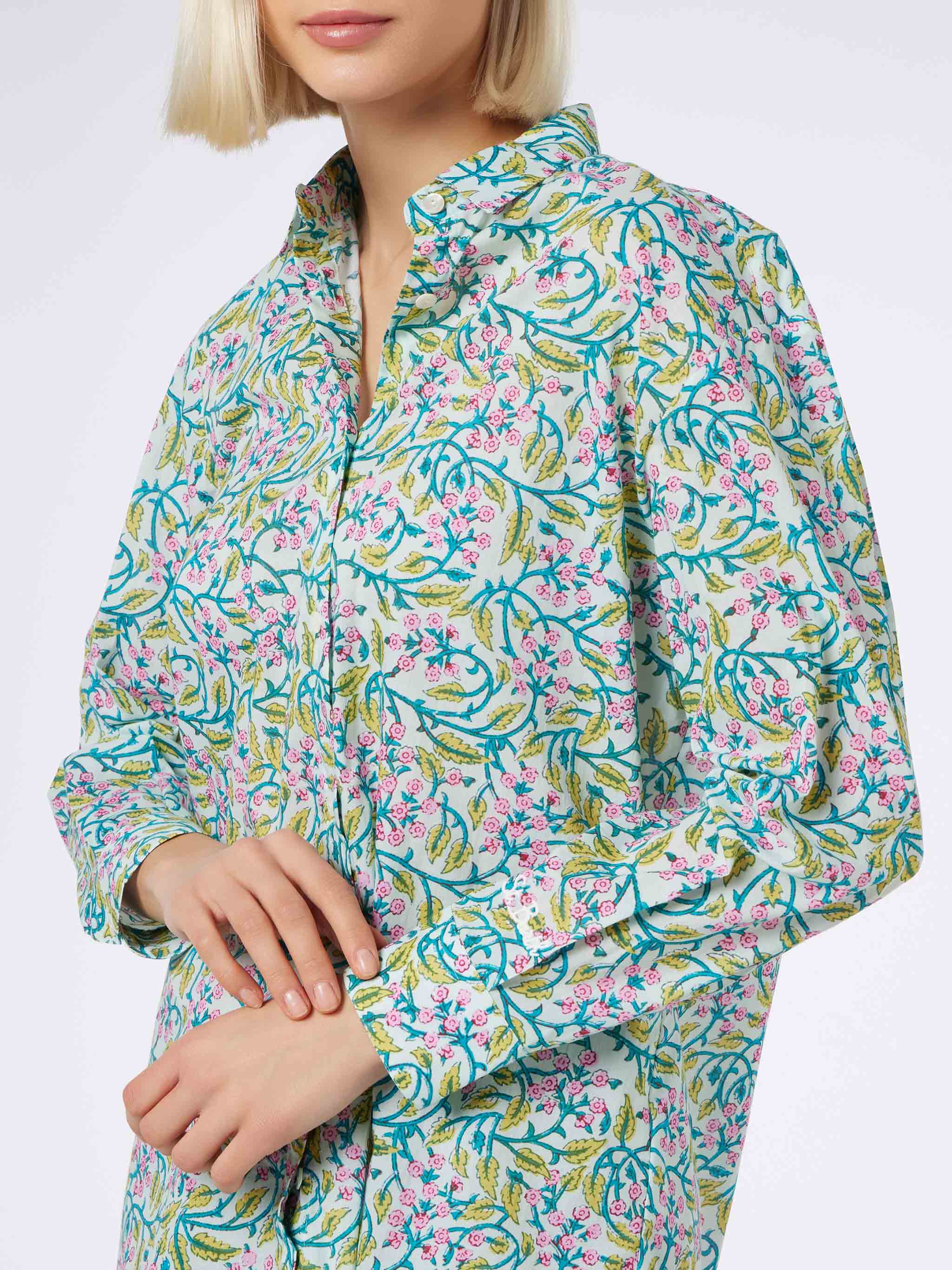 mc2-saint-barth-brigitte-camicia-donna-in-cotone-multicolor-floreale-verde image 4