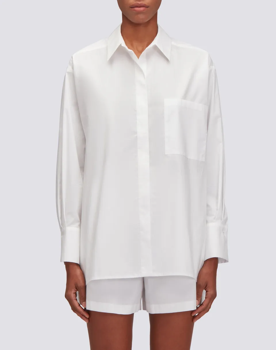 sundek-camicia-donna-popeline-maniche-lunghe-over-fit-con-tasca image 1