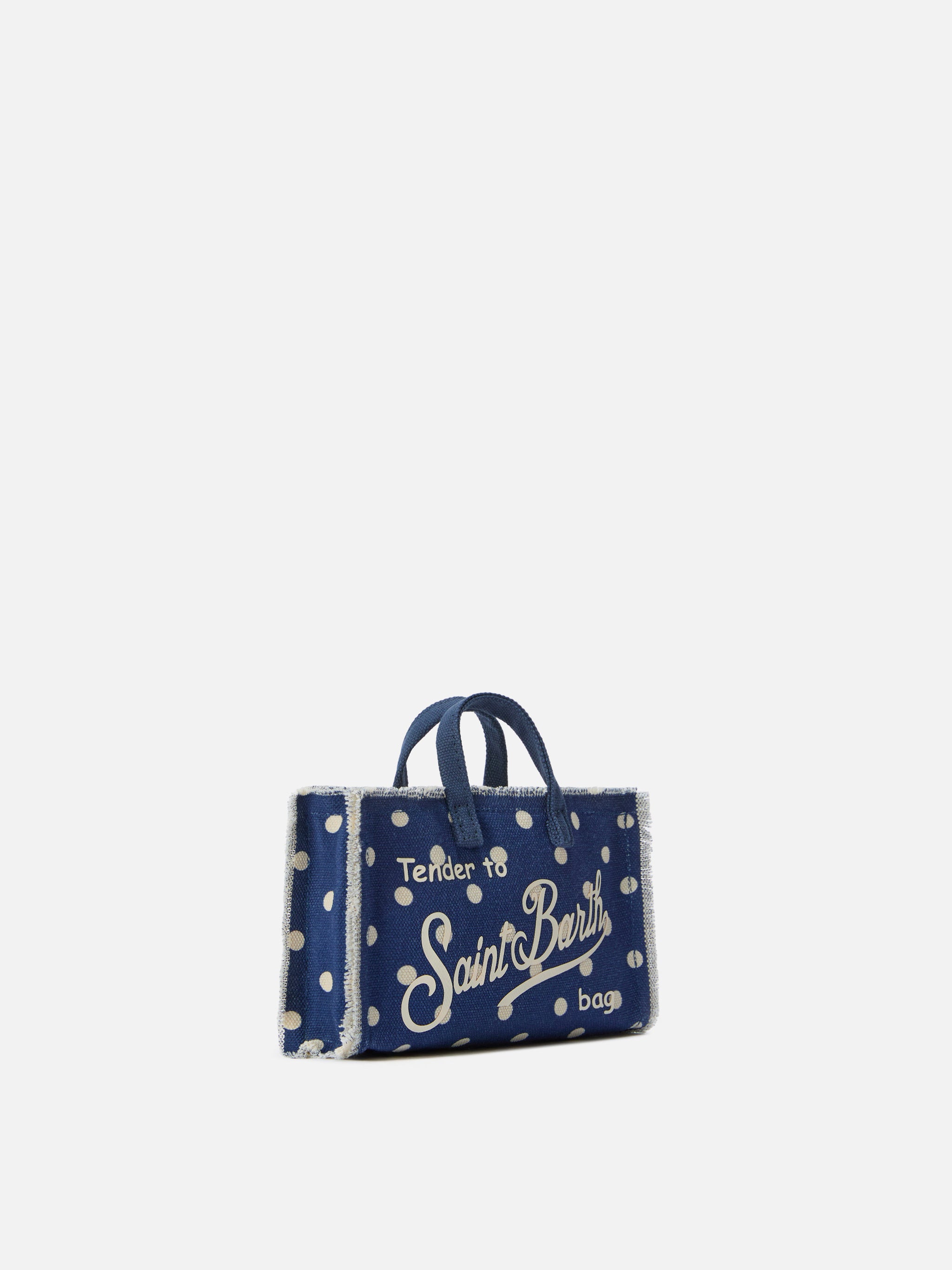 borsa-phone-micro-mc2-saint-barth-in-canvas-blu-a-pois-con-logo-a-contrasto image 4